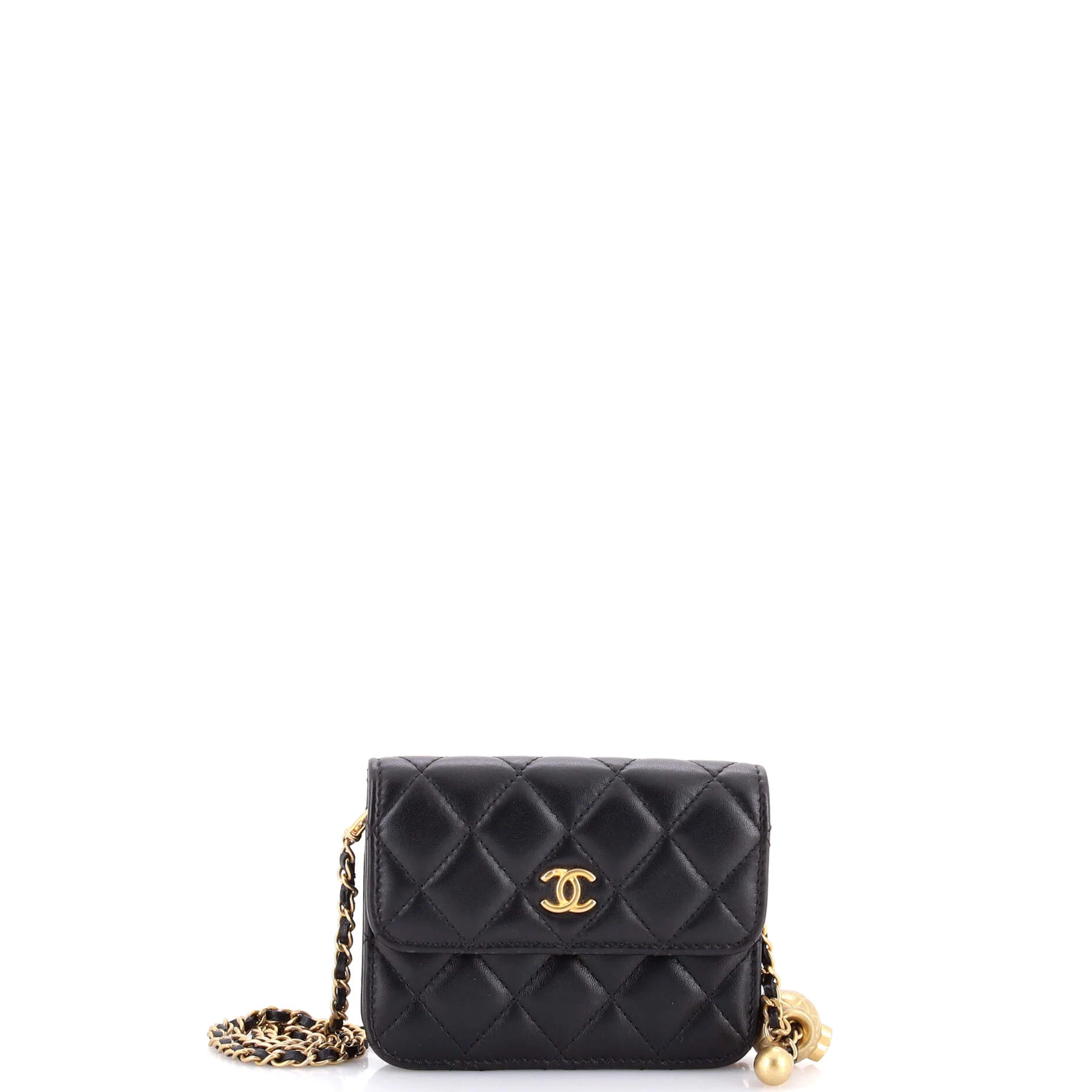 Pearl Crush Flap Clutch with Chain Quilted Lambskin Mini