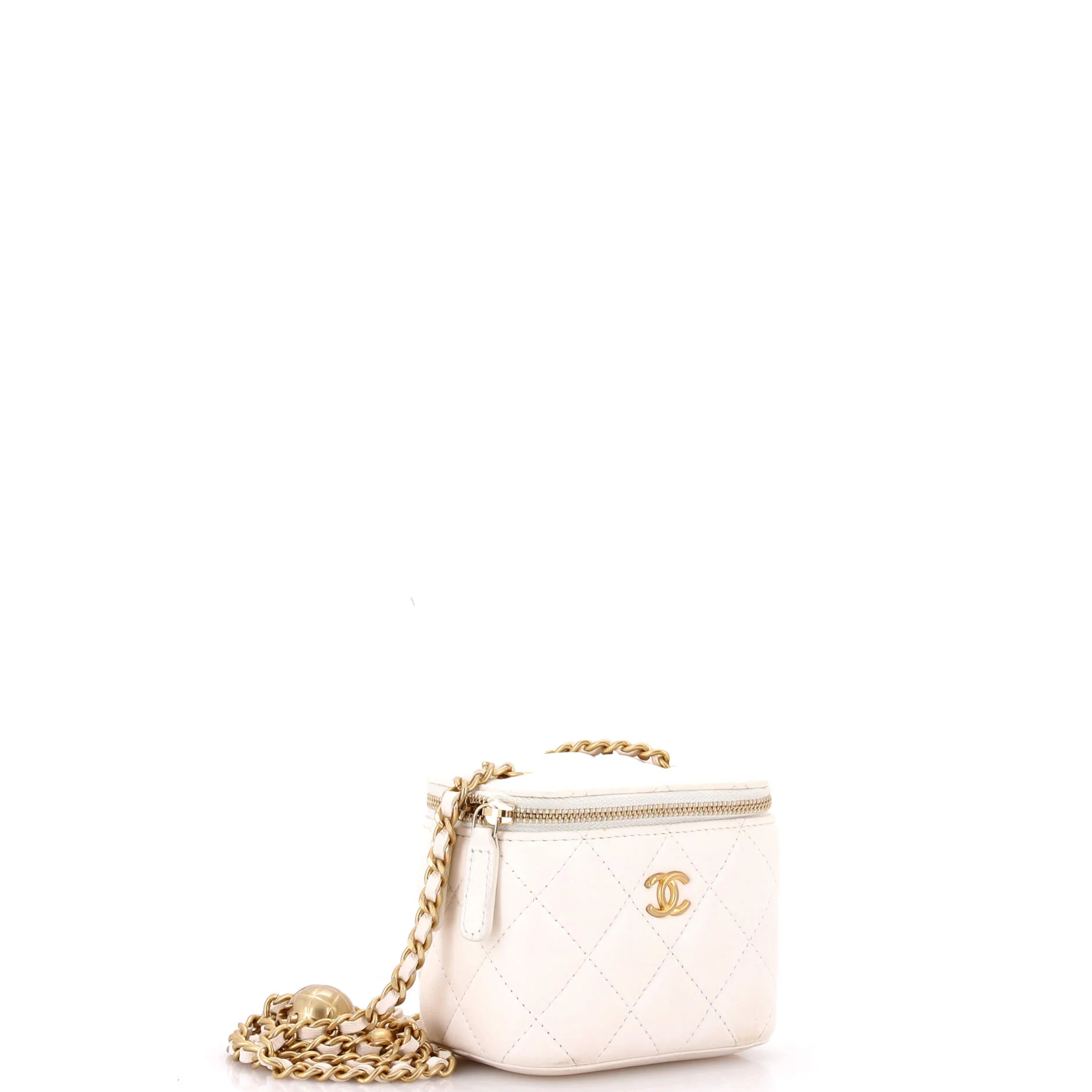 Pearl Crush Vanity Case with Chain Quilted Lambskin Mini - Image 2