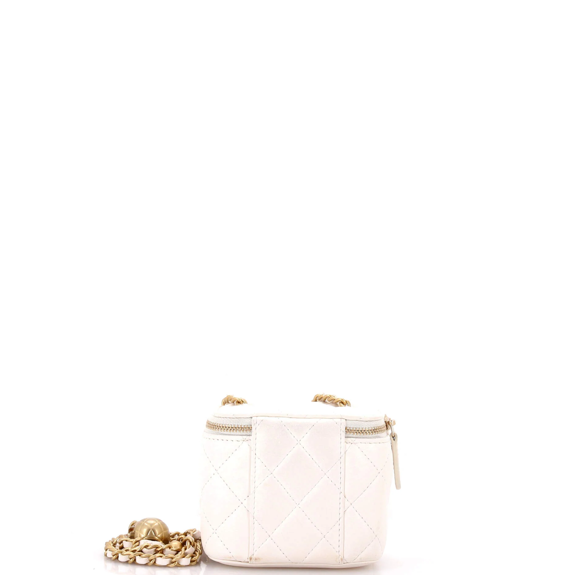 Pearl Crush Vanity Case with Chain Quilted Lambskin Mini - Image 3