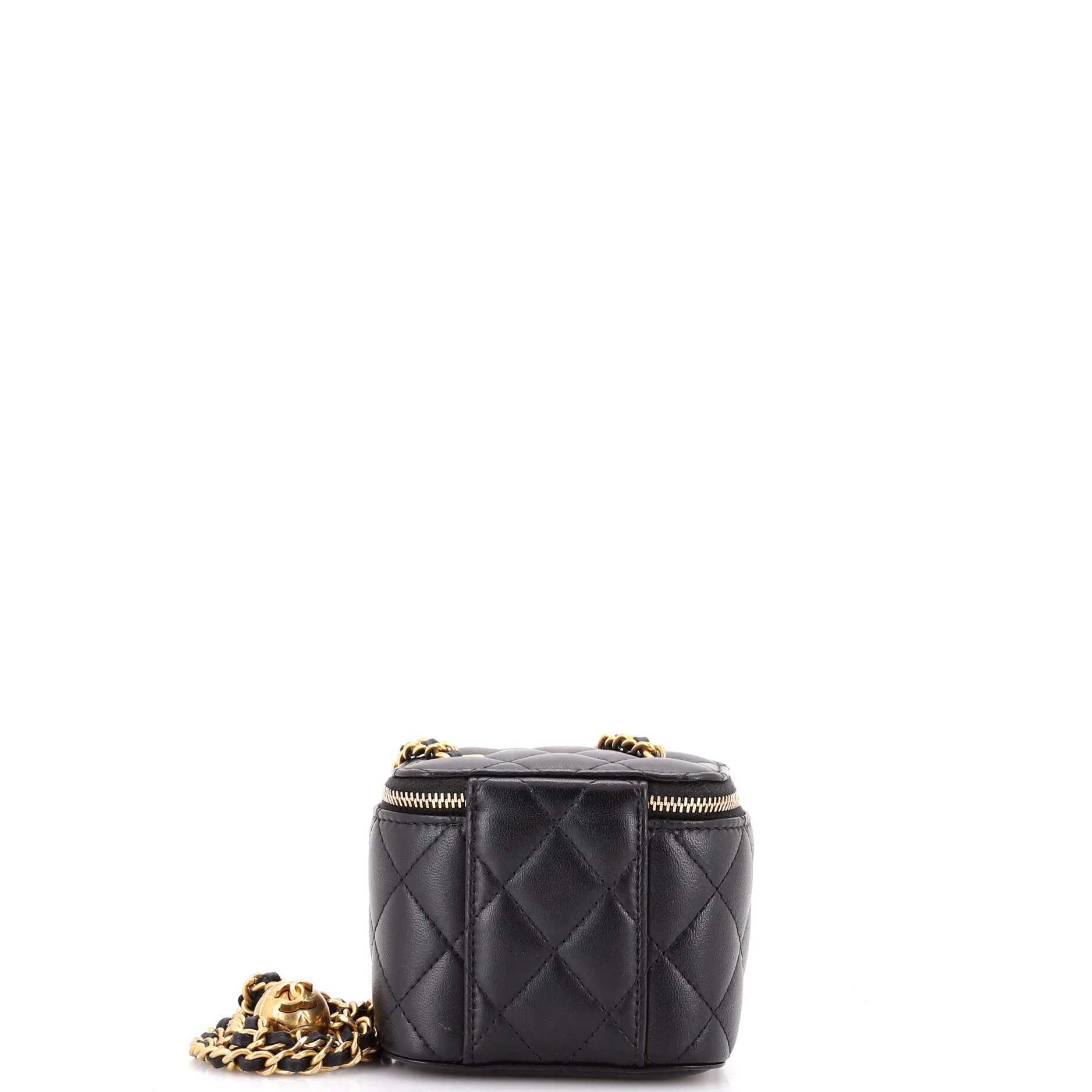 Pearl Crush Vanity Case with Chain Quilted Lambskin Mini - Image 3
