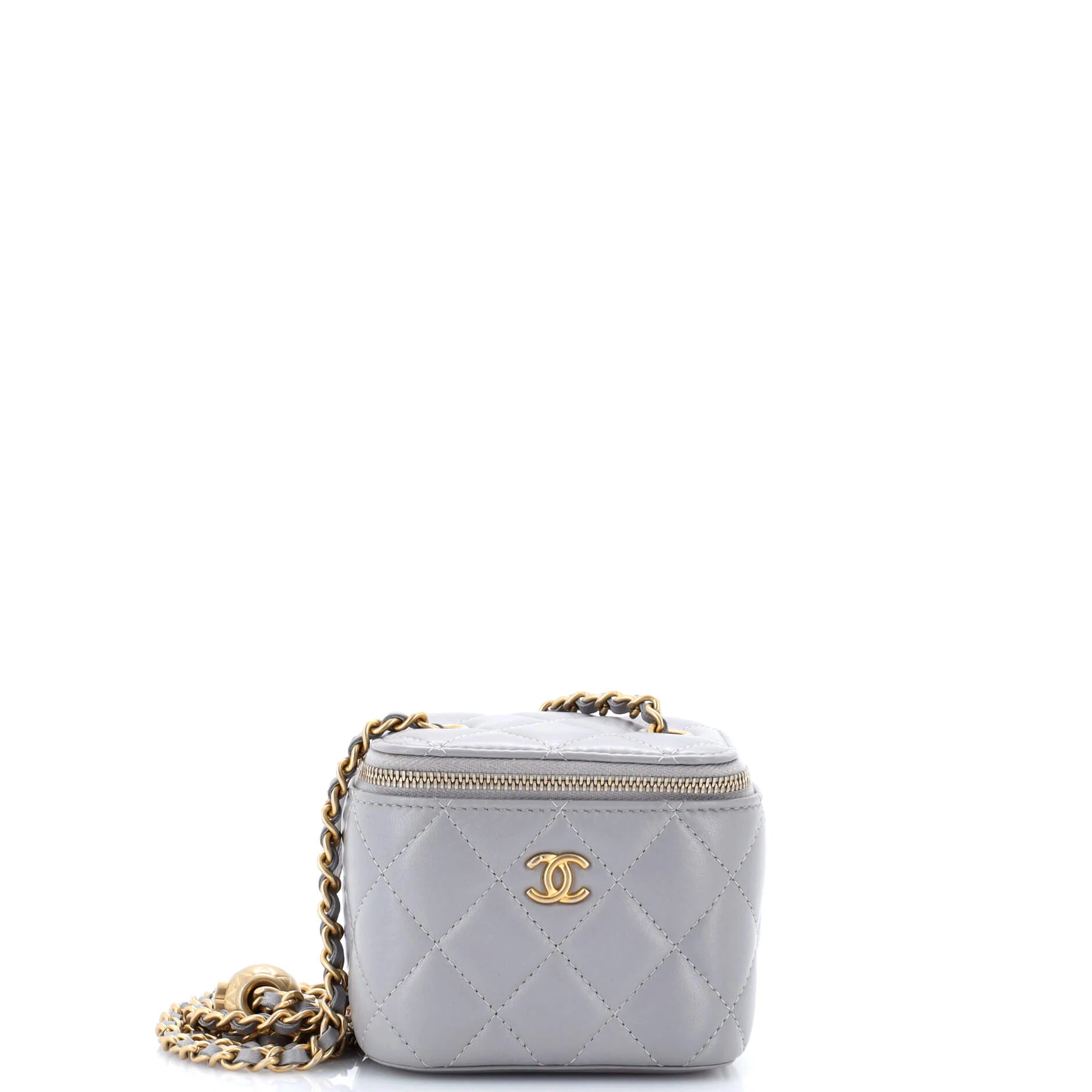Pearl Crush Vanity Case with Chain Quilted Lambskin Mini