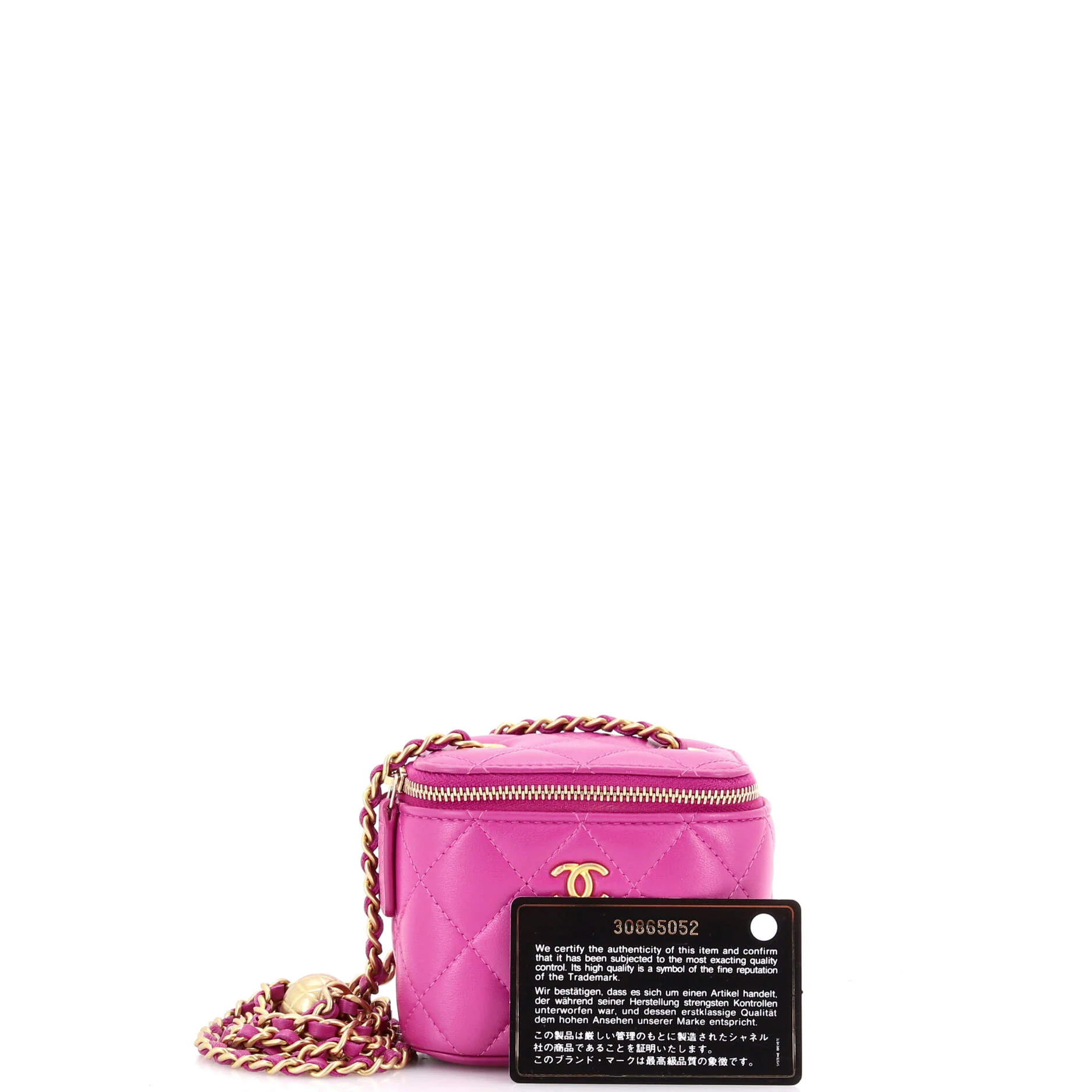 Pearl Crush Vanity Case with Chain Quilted Lambskin Mini - Image 2
