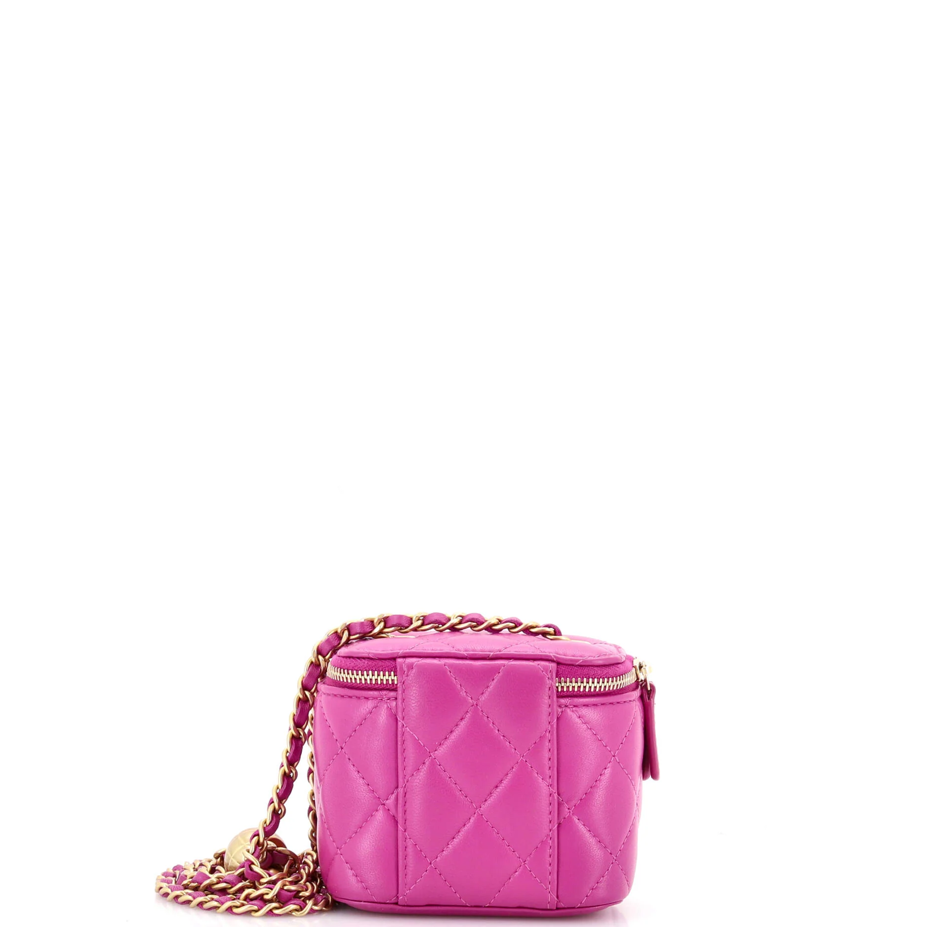 Pearl Crush Vanity Case with Chain Quilted Lambskin Mini - Image 4