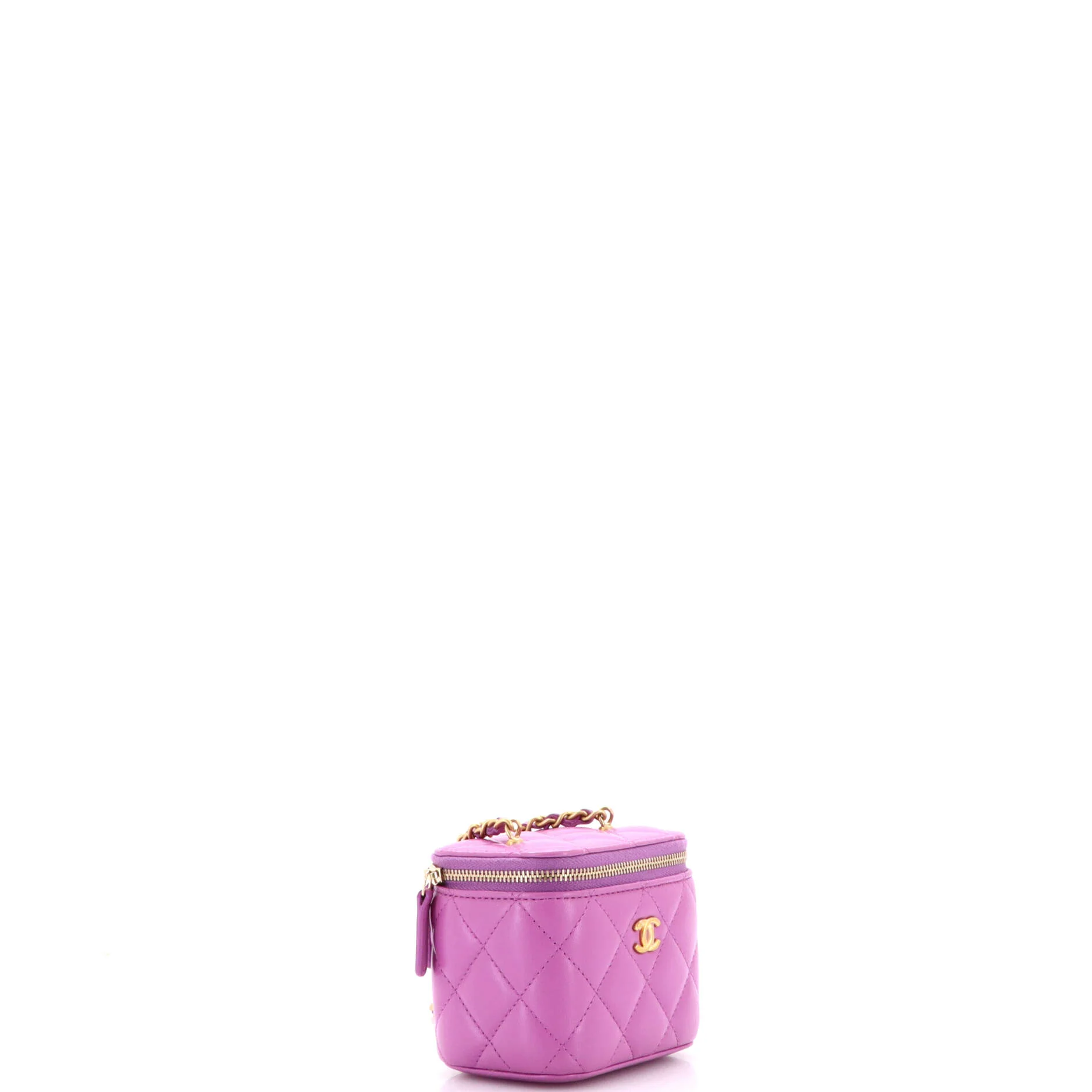Pearl Crush Vanity Case with Chain Quilted Lambskin Mini - Image 3