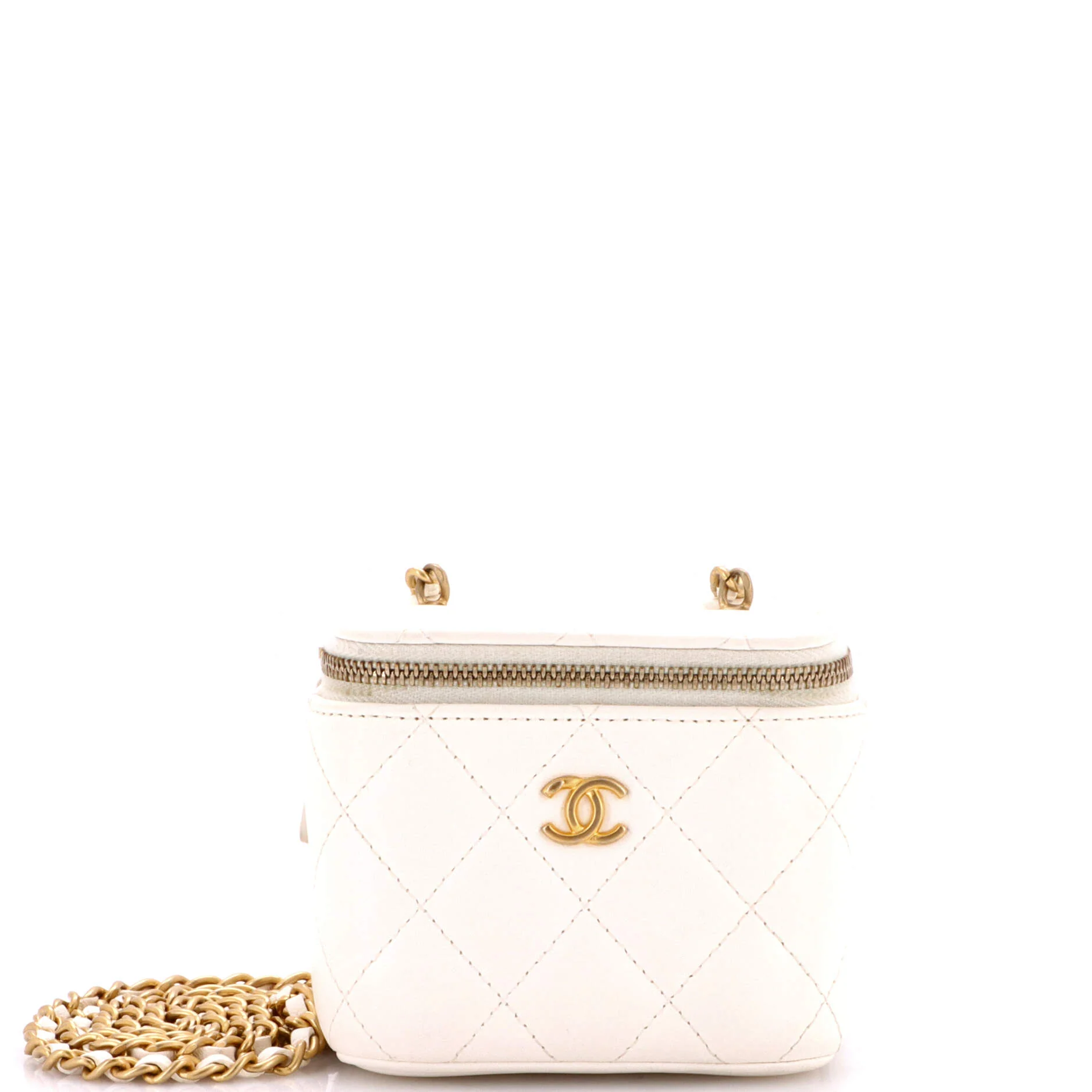 Pearl Crush Vanity Case with Chain Quilted Lambskin Mini