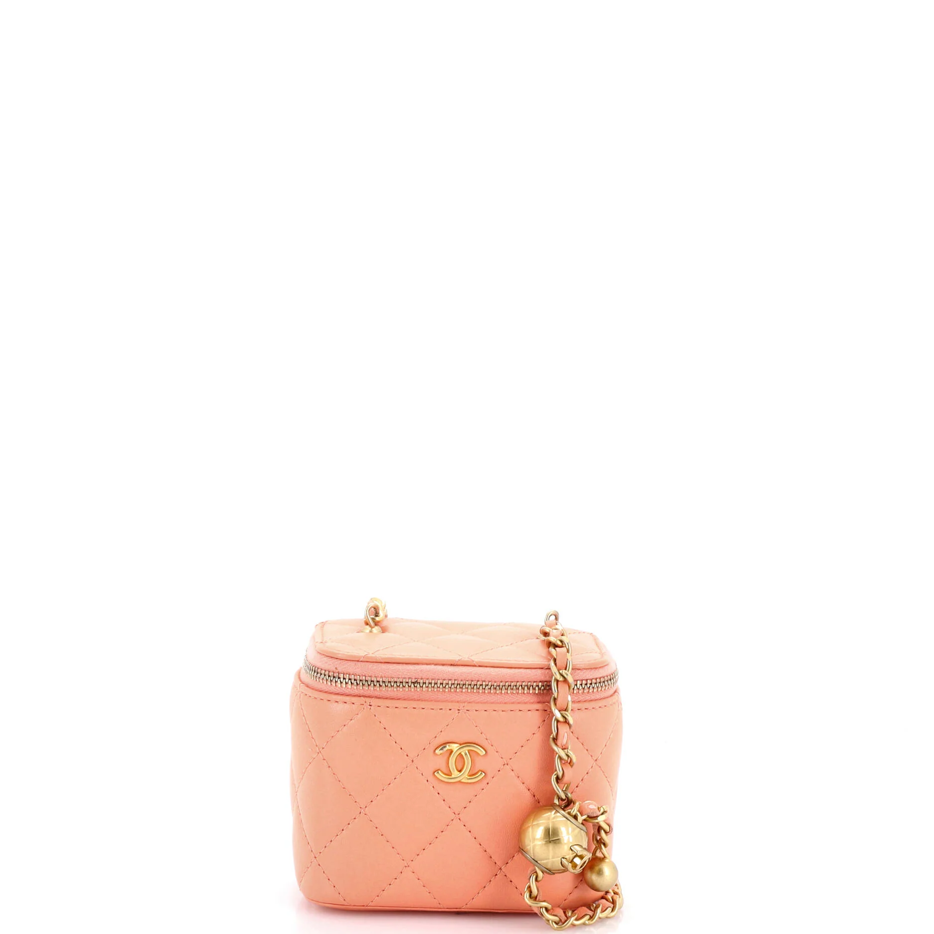 Pearl Crush Vanity Case with Chain Quilted Lambskin Mini