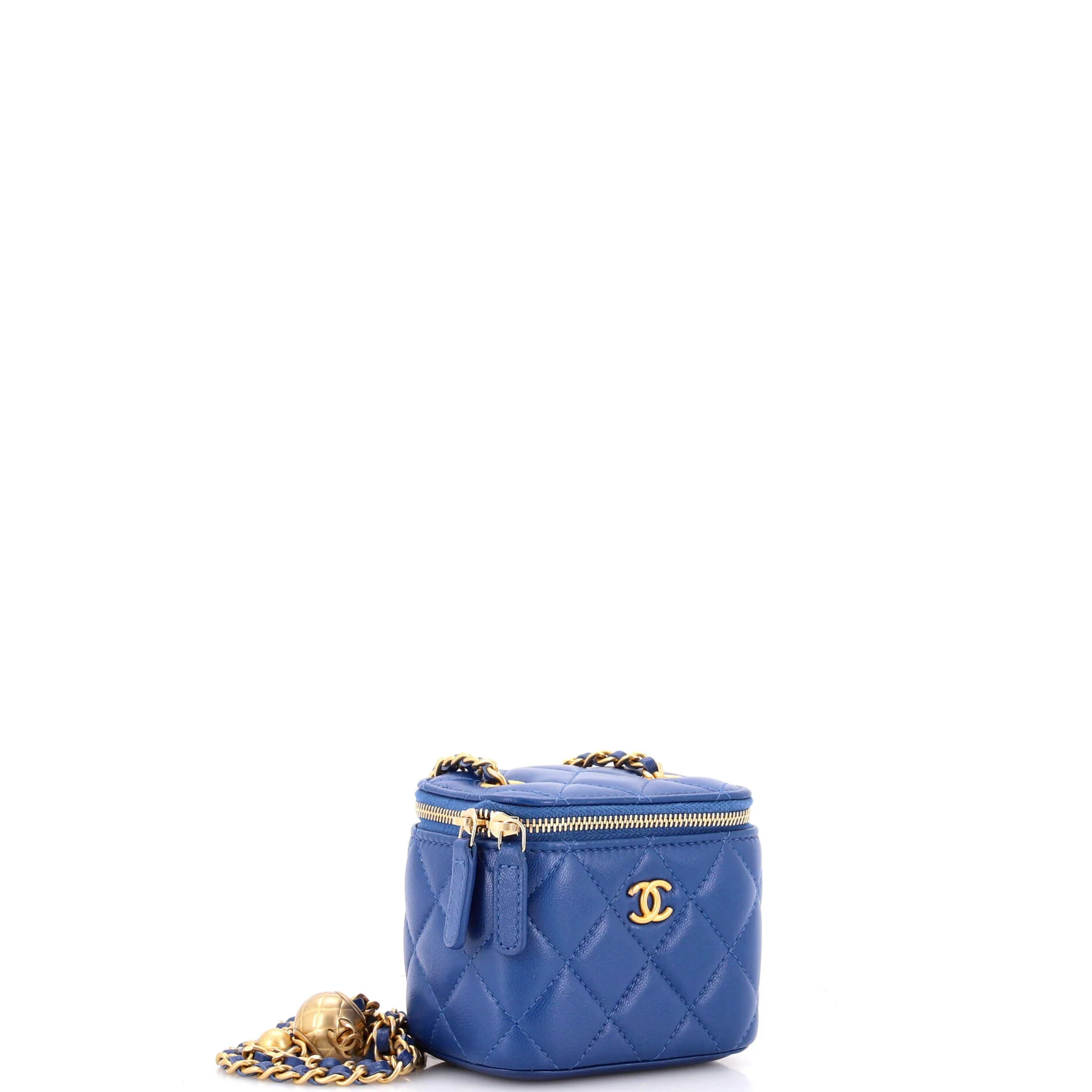 Pearl Crush Vanity Case with Chain Quilted Lambskin Mini - Image 2