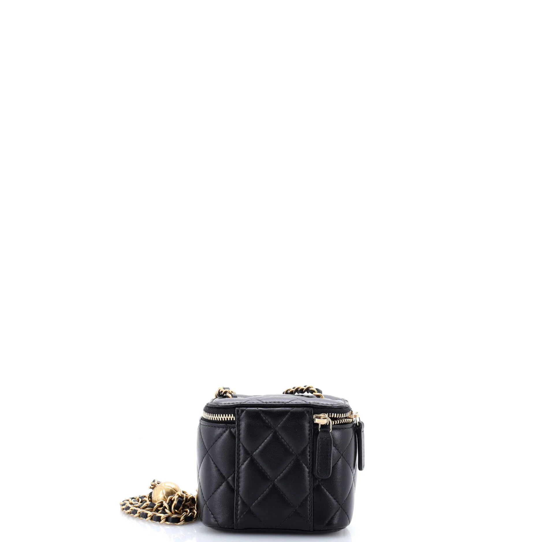 Pearl Crush Vanity Case with Chain Quilted Lambskin Mini - Image 3