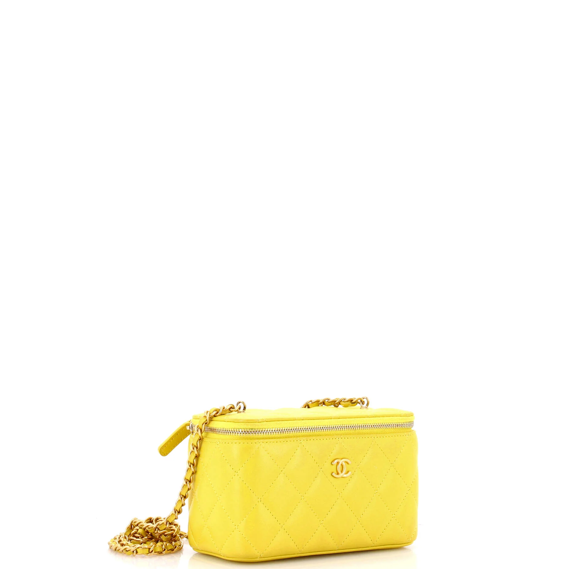 Pearl Crush Vanity Case with Chain Quilted Lambskin Small - Image 2