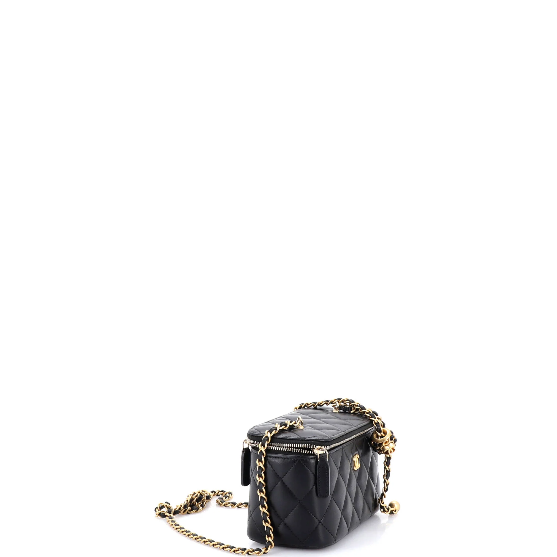 Pearl Crush Vanity Case with Chain Quilted Lambskin Small - Image 2