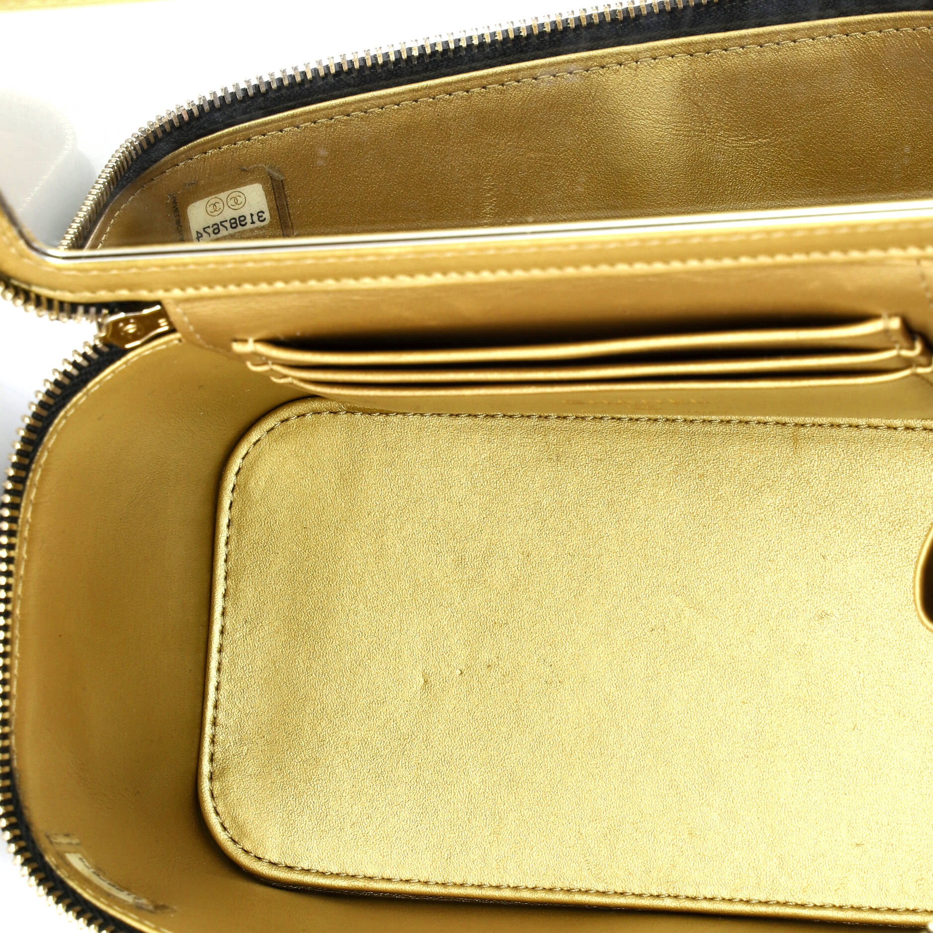 Pearl Crush Vanity Case with Chain Quilted Lambskin Small - Image 5
