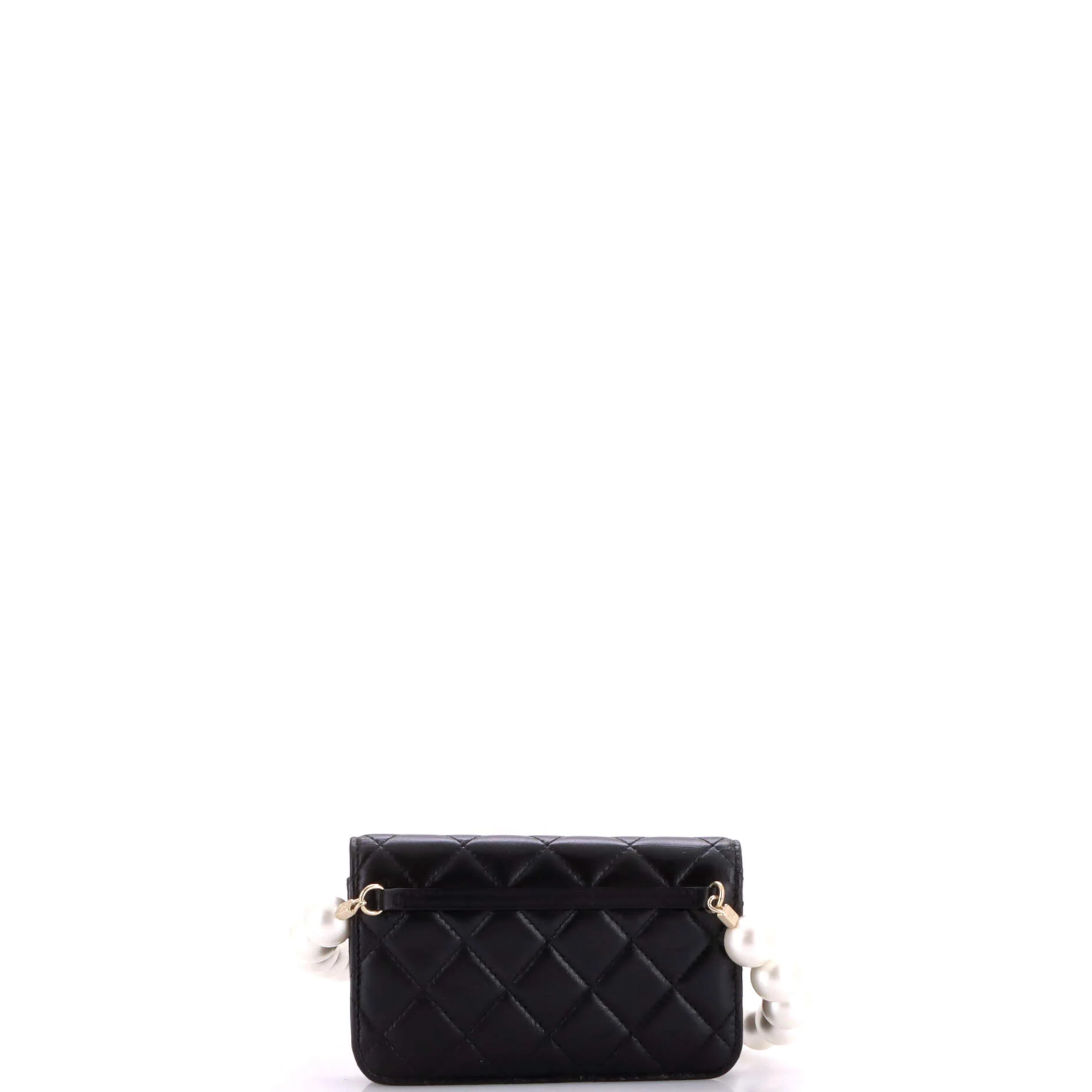 Pearl Strap Clutch with Chain Quilted Calfskin - Image 4
