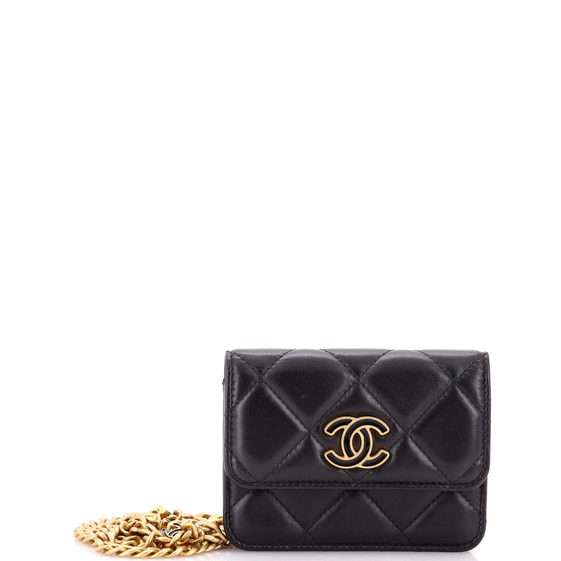 Pending CC Flap Chain Belt Bag Quilted Lambskin Mini