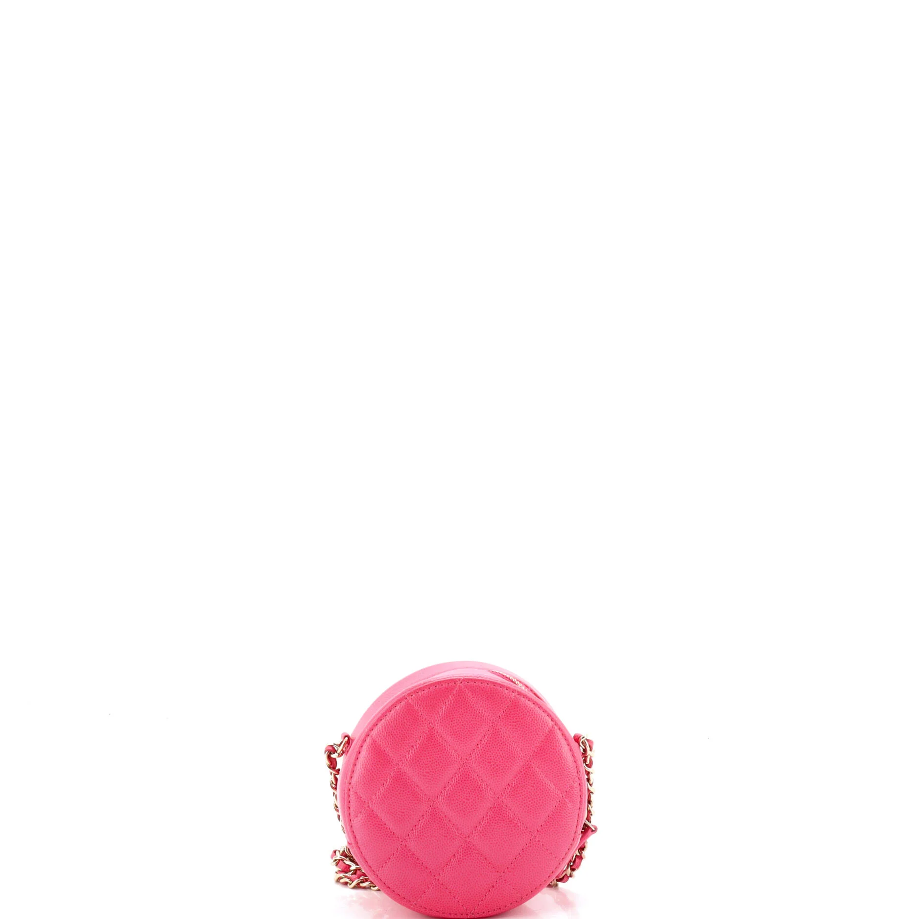 Round Clutch with Chain Quilted Caviar Mini - Image 4