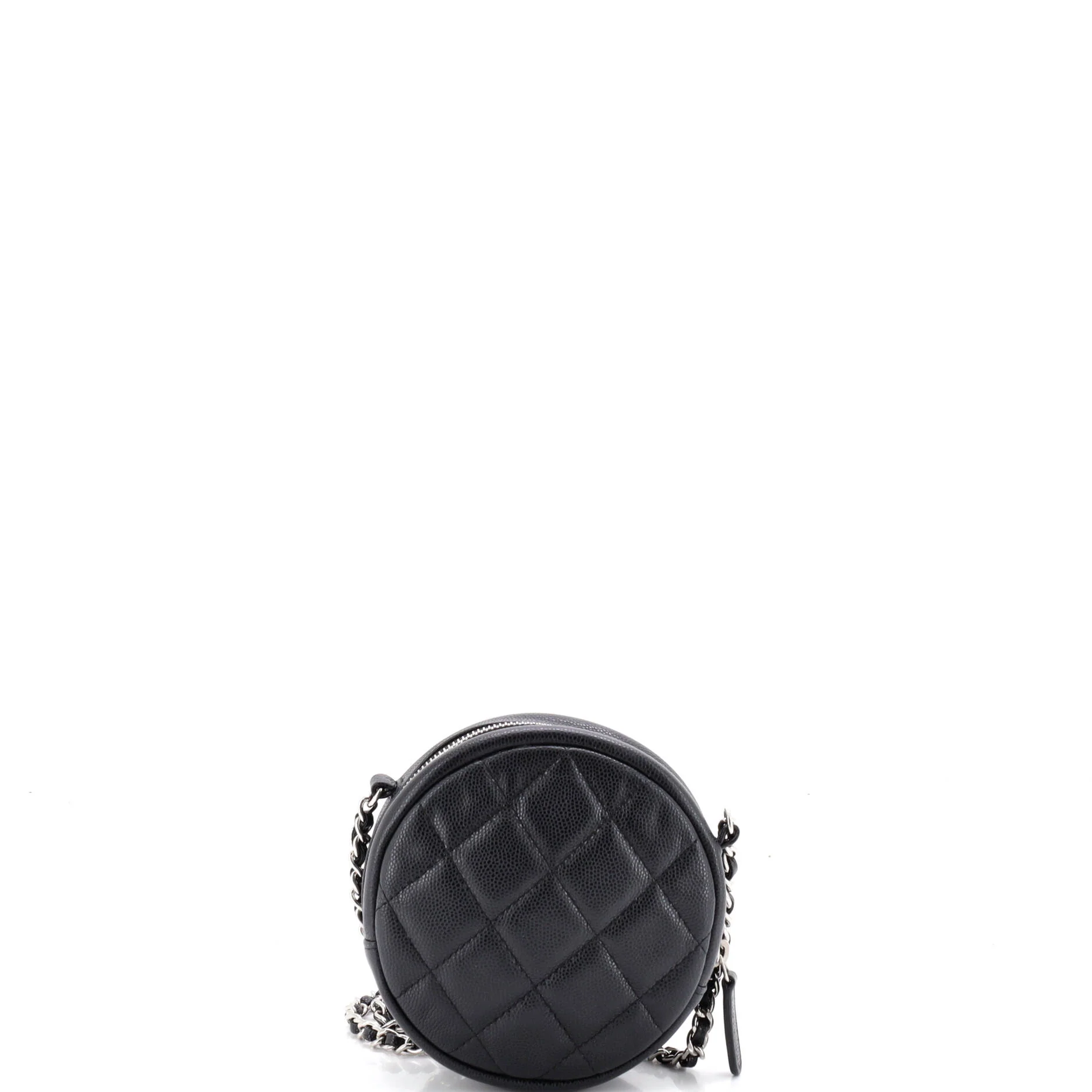Round Clutch with Chain Quilted Caviar Mini - Image 3