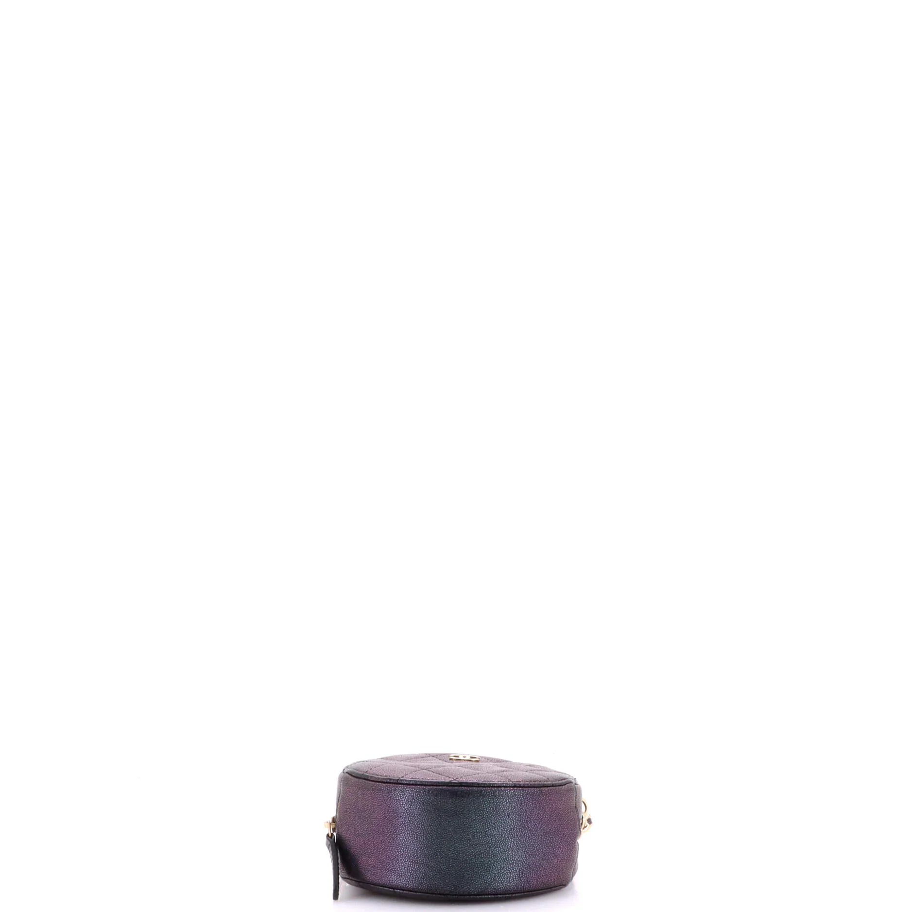 Round Clutch with Chain Quilted Iridescent Caviar Mini - Image 4