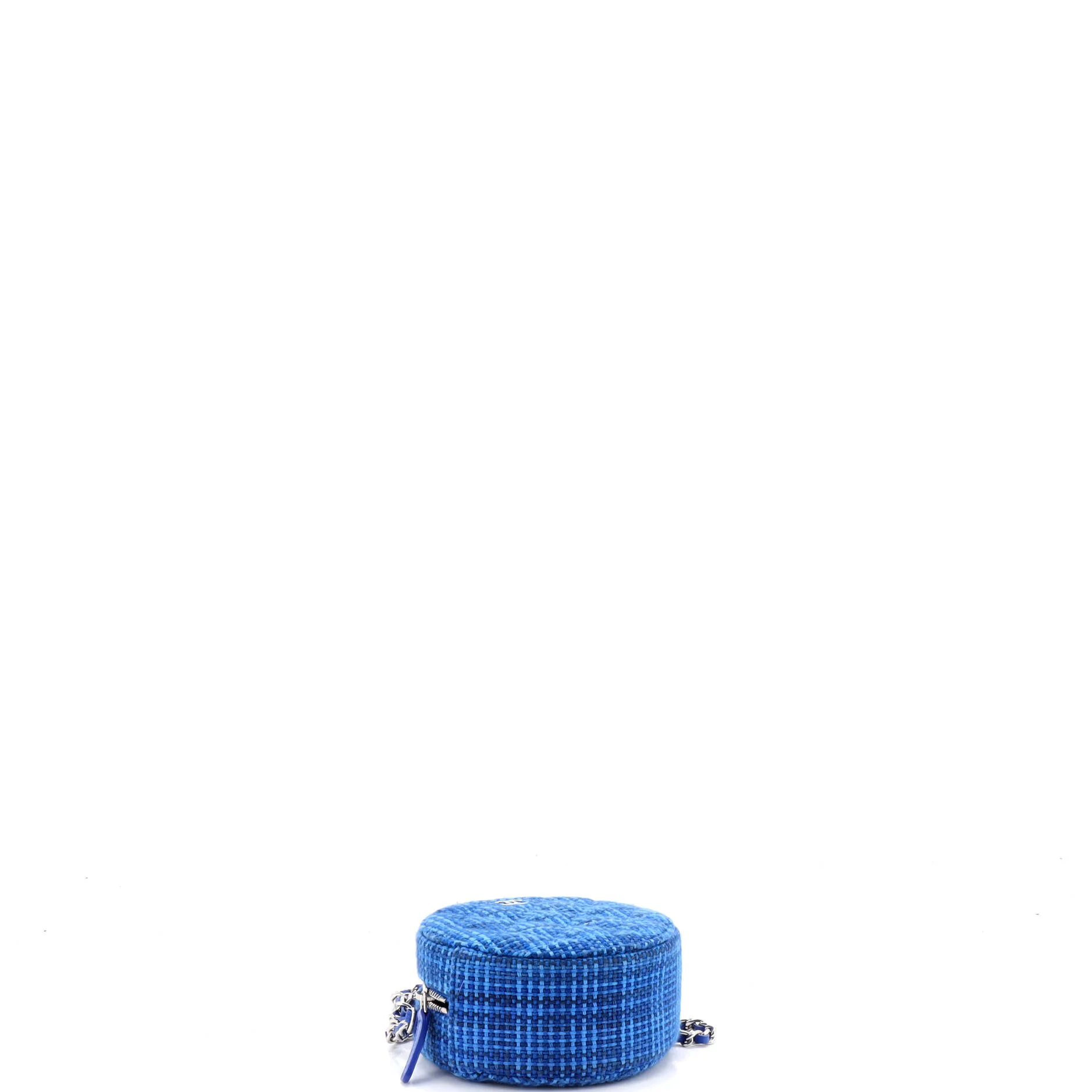 Round Clutch with Chain Quilted Tweed Mini - Image 5