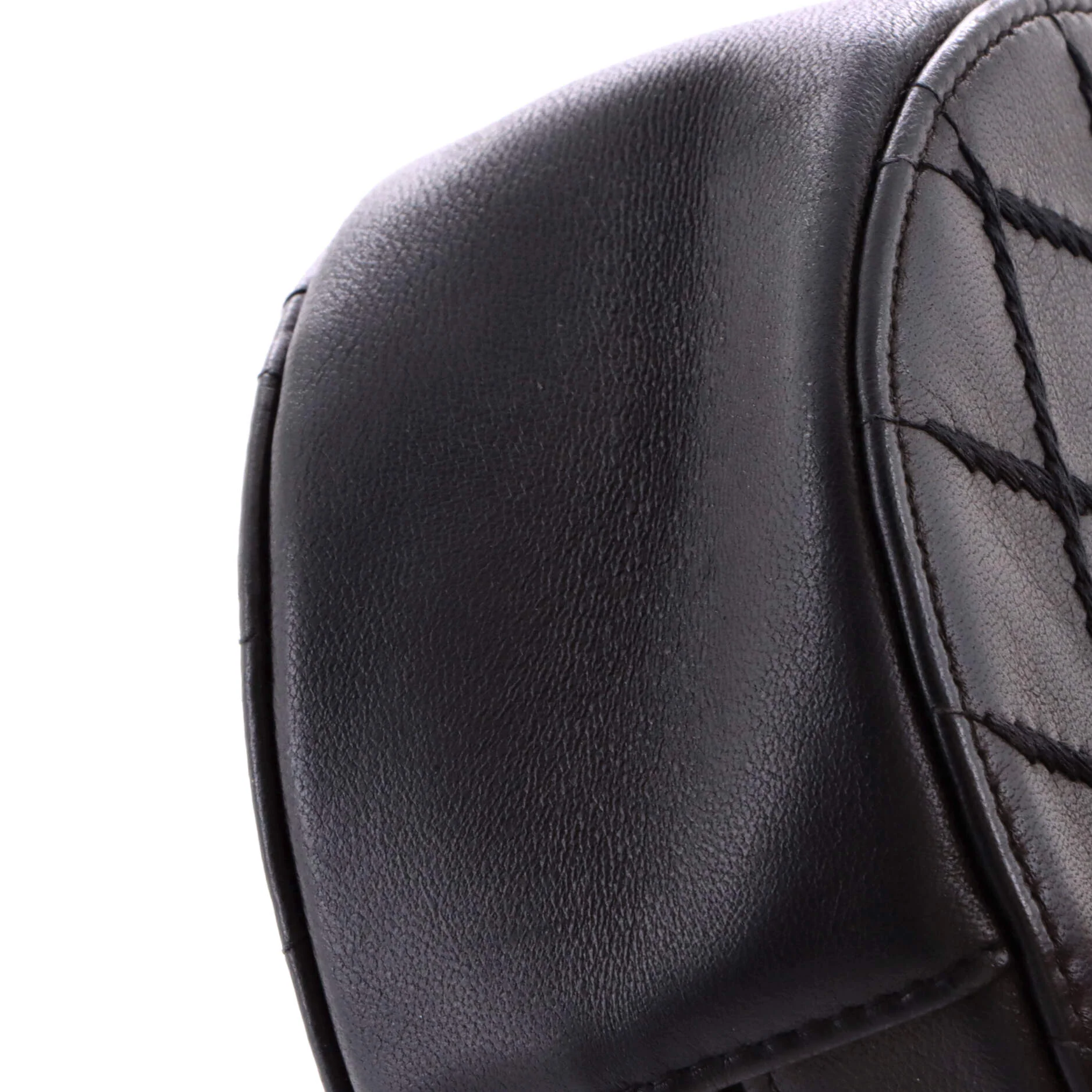 Round Clutch with Chain Stitched Lambskin Mini - Image 6