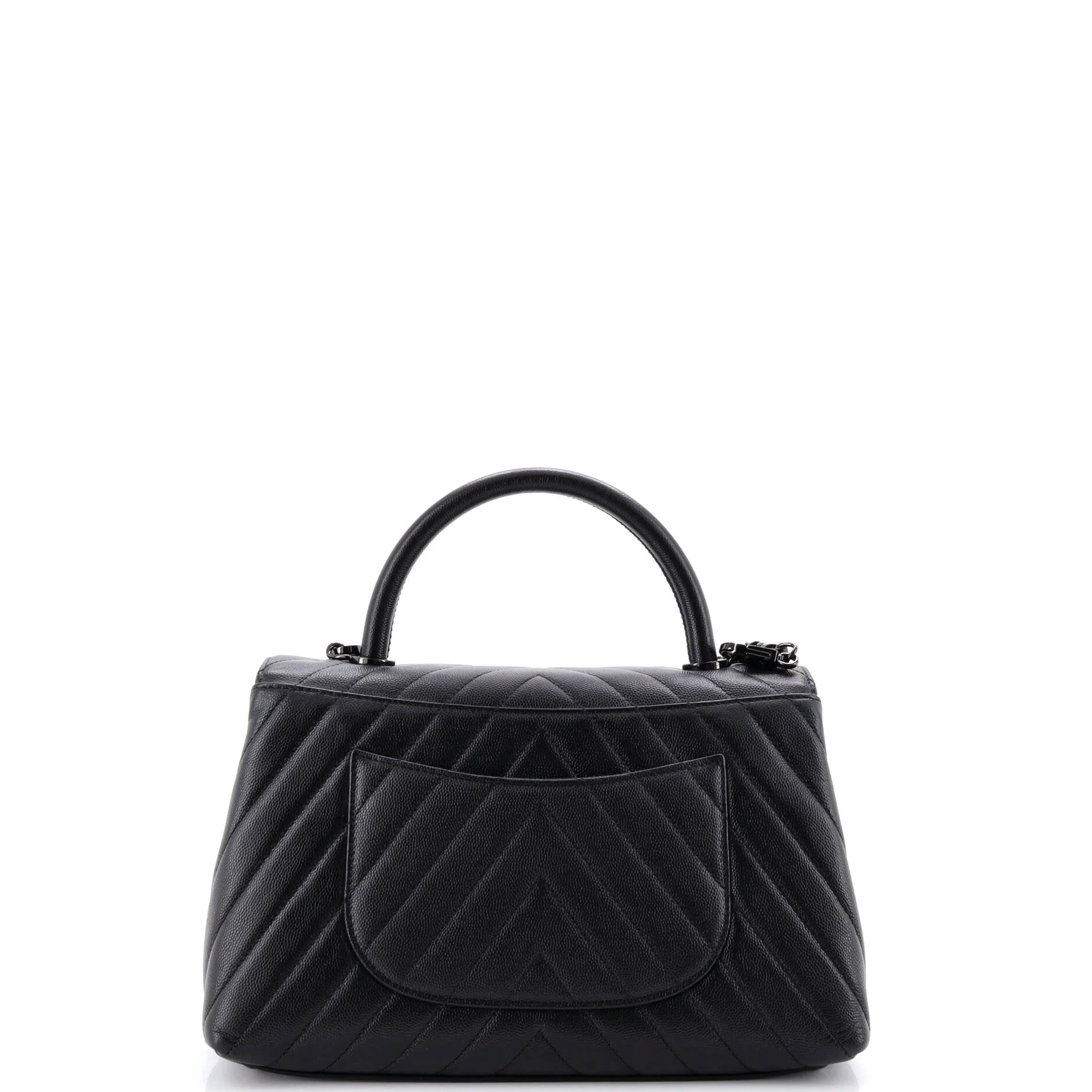 So Black Coco Top Handle Bag Chevron Caviar Small - Image 3
