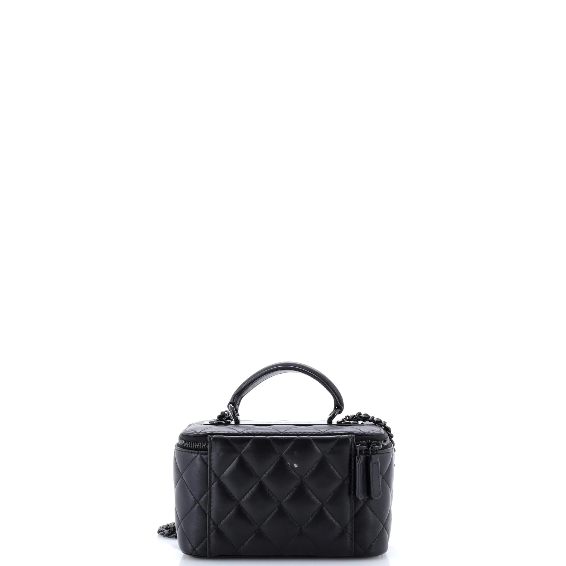 So Black Trendy CC Vanity Case with Chain Quilted Lambskin Small - Image 3