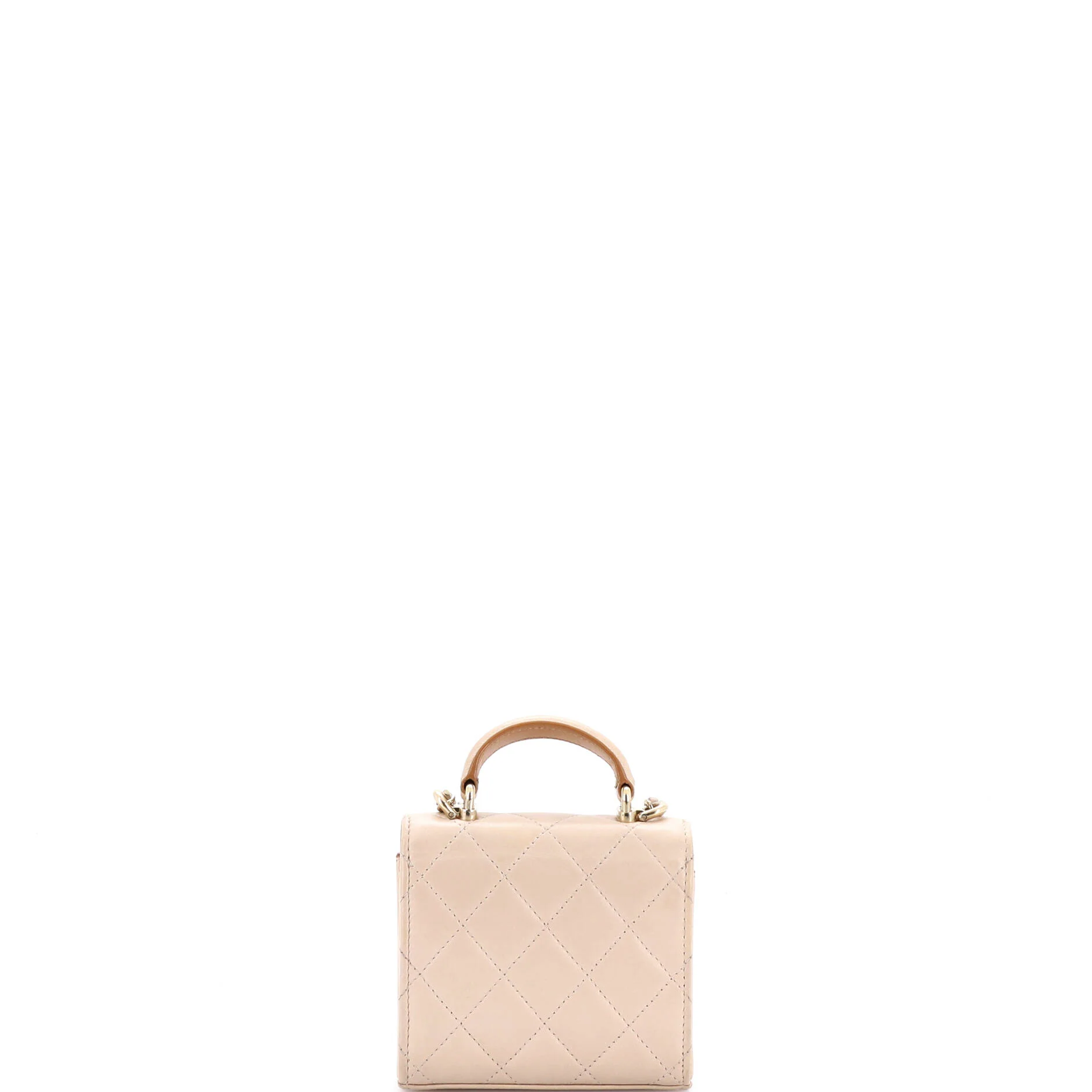 Square Classic Flap Top Handle Clutch with Chain Quilted Lambskin - Image 3