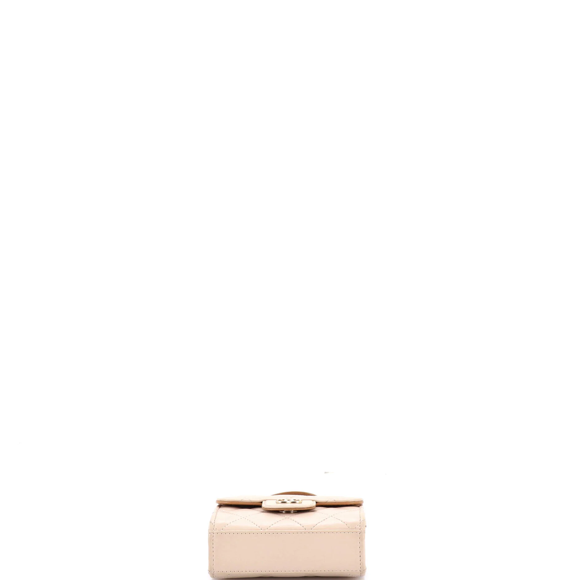 Square Classic Flap Top Handle Clutch with Chain Quilted Lambskin - Image 4