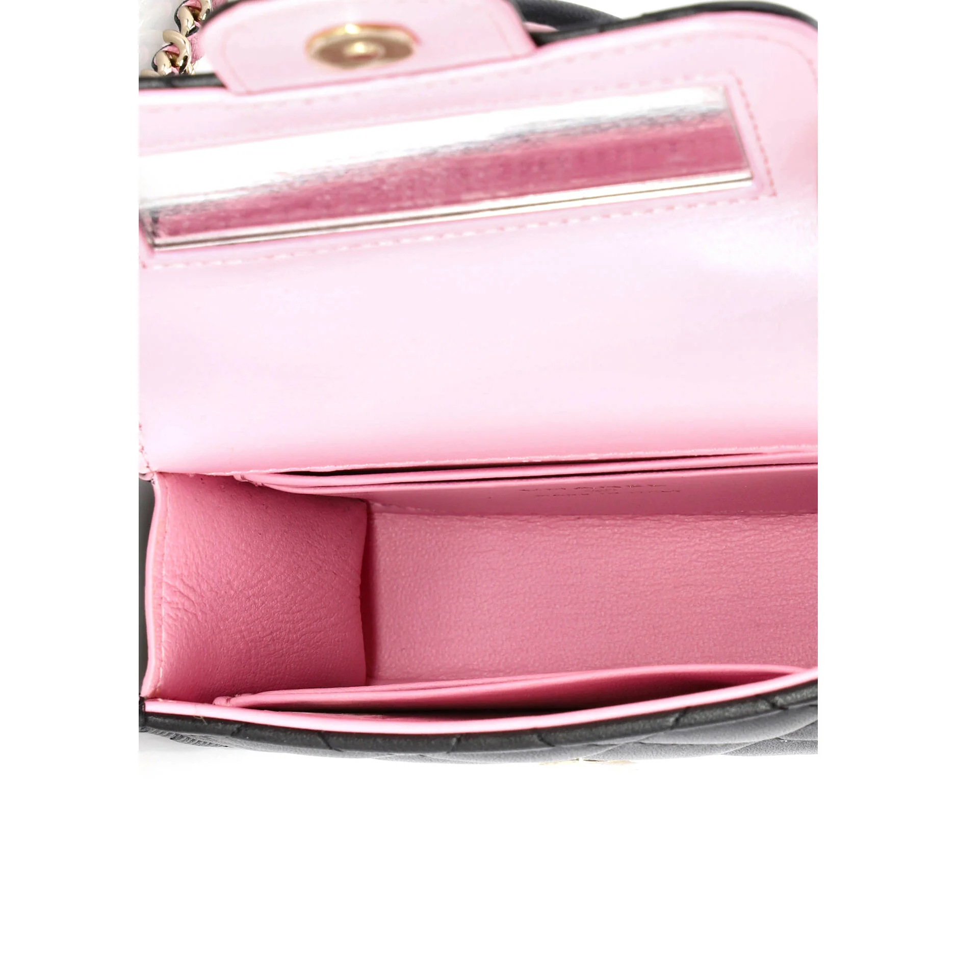 Square Classic Flap Top Handle Clutch with Chain Quilted Lambskin - Image 5