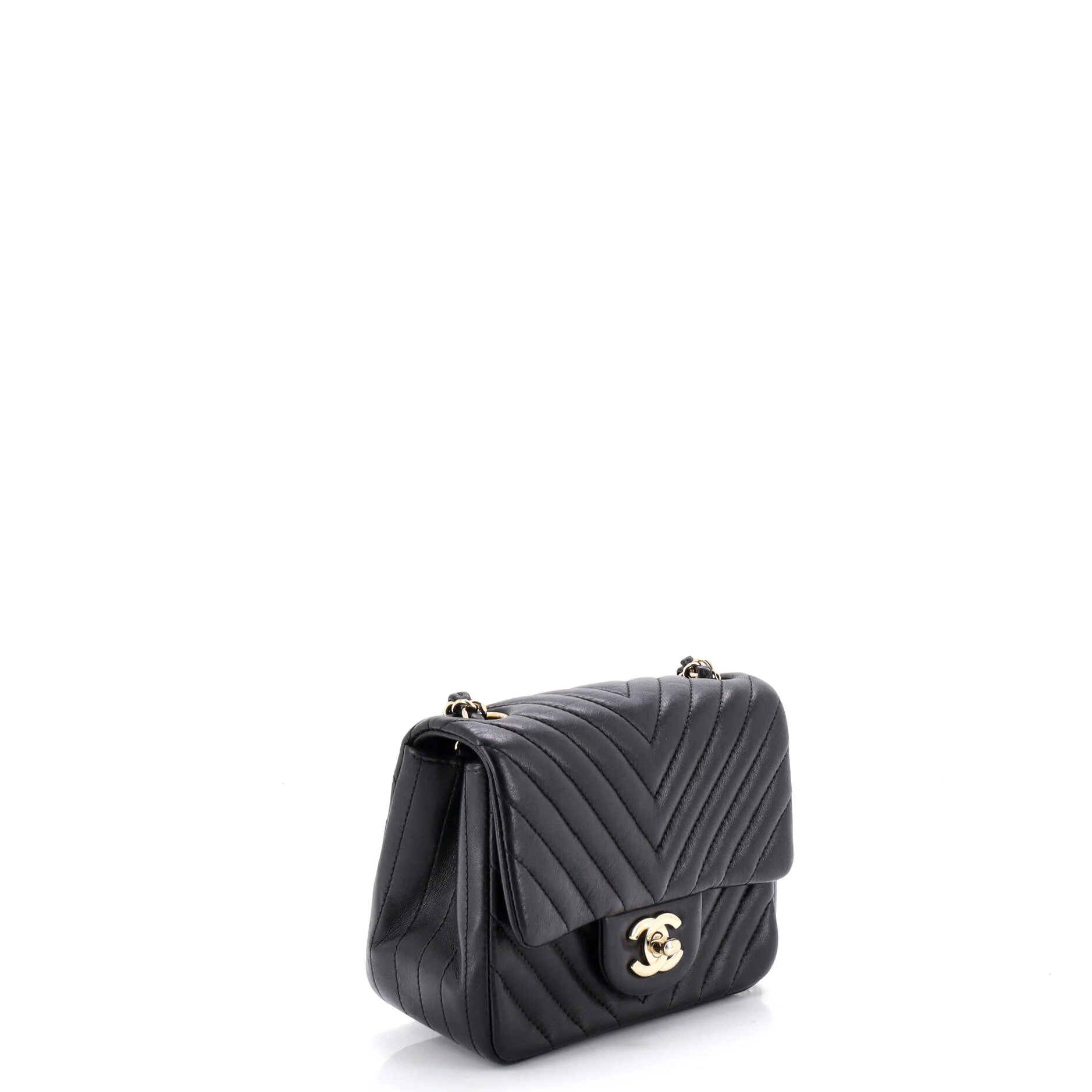 Square Classic Single Flap Bag Chevron Lambskin Mini - Image 2