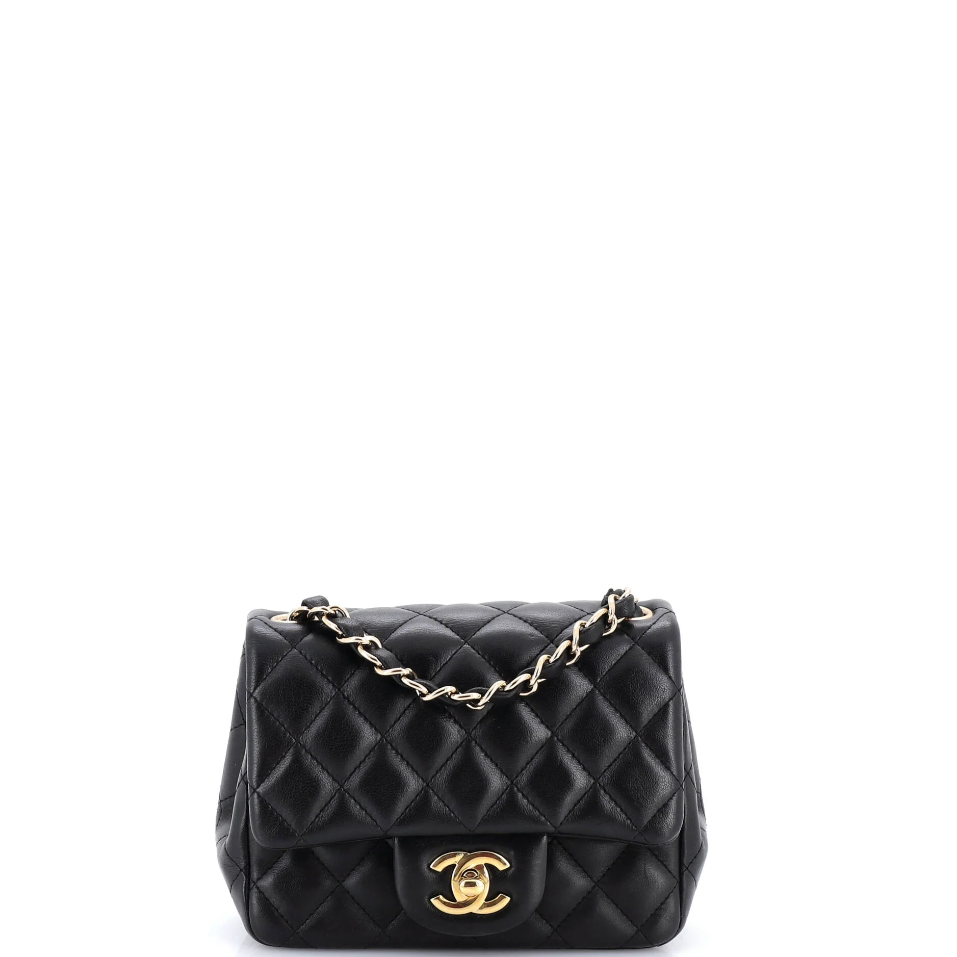 Square Classic Single Flap Bag Quilted Lambskin Mini