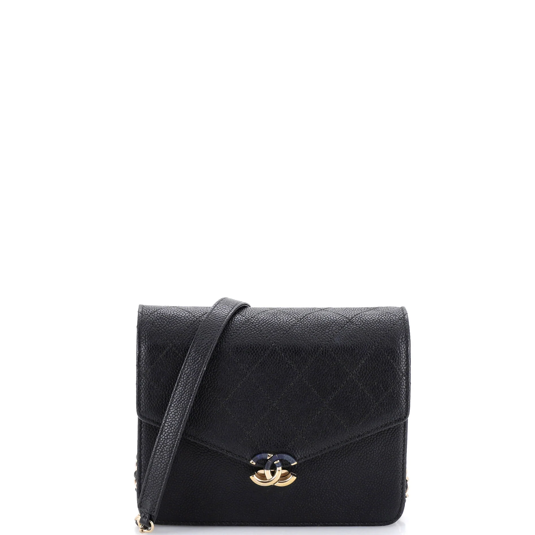 Thread Around Square Wallet on Chain Quilted Caviar