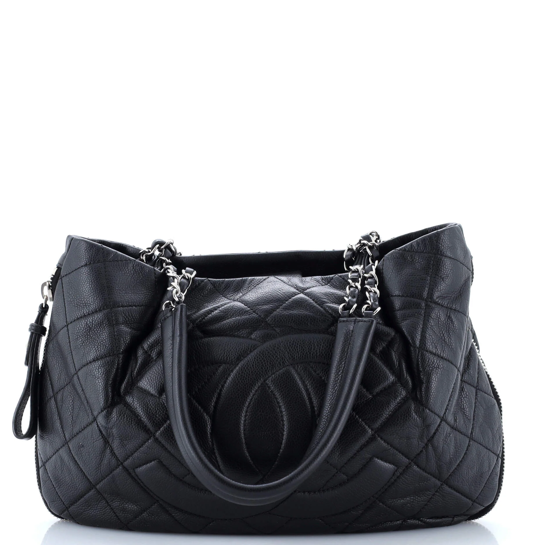 Timeless CC Expandable Tote Quilted Caviar Medium