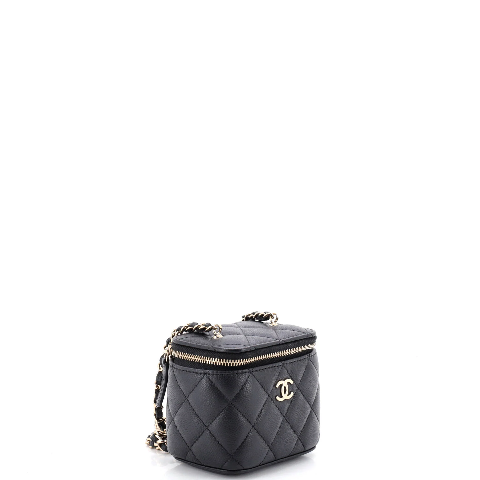 Tiny CC Link Vanity Case with Chain Quilted Caviar Mini - Image 3