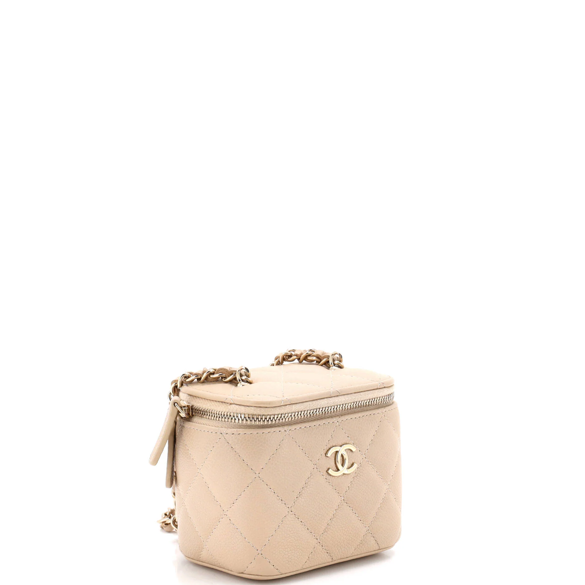 Tiny CC Link Vanity Case with Chain Quilted Caviar Mini - Image 3