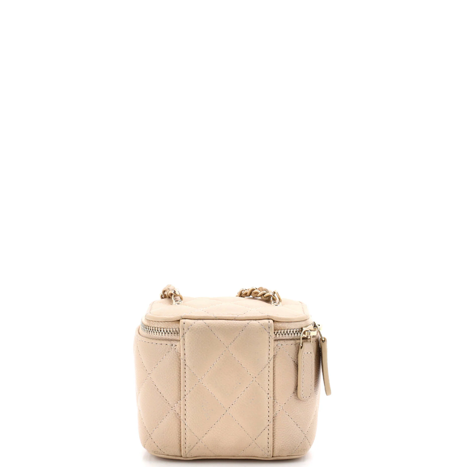 Tiny CC Link Vanity Case with Chain Quilted Caviar Mini - Image 4