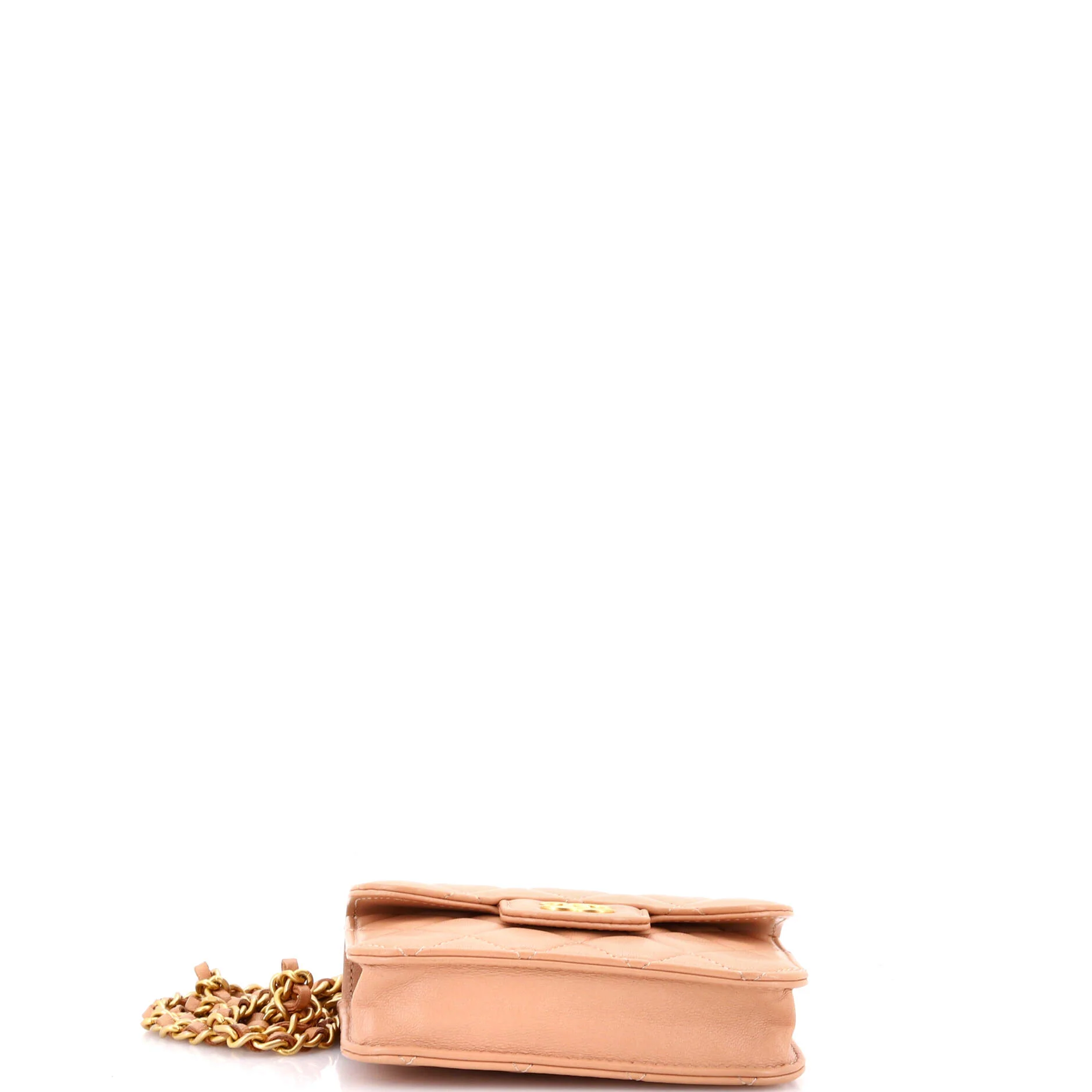 Top Handle Flap Coin Purse with Chain Quilted Lambskin - Image 4