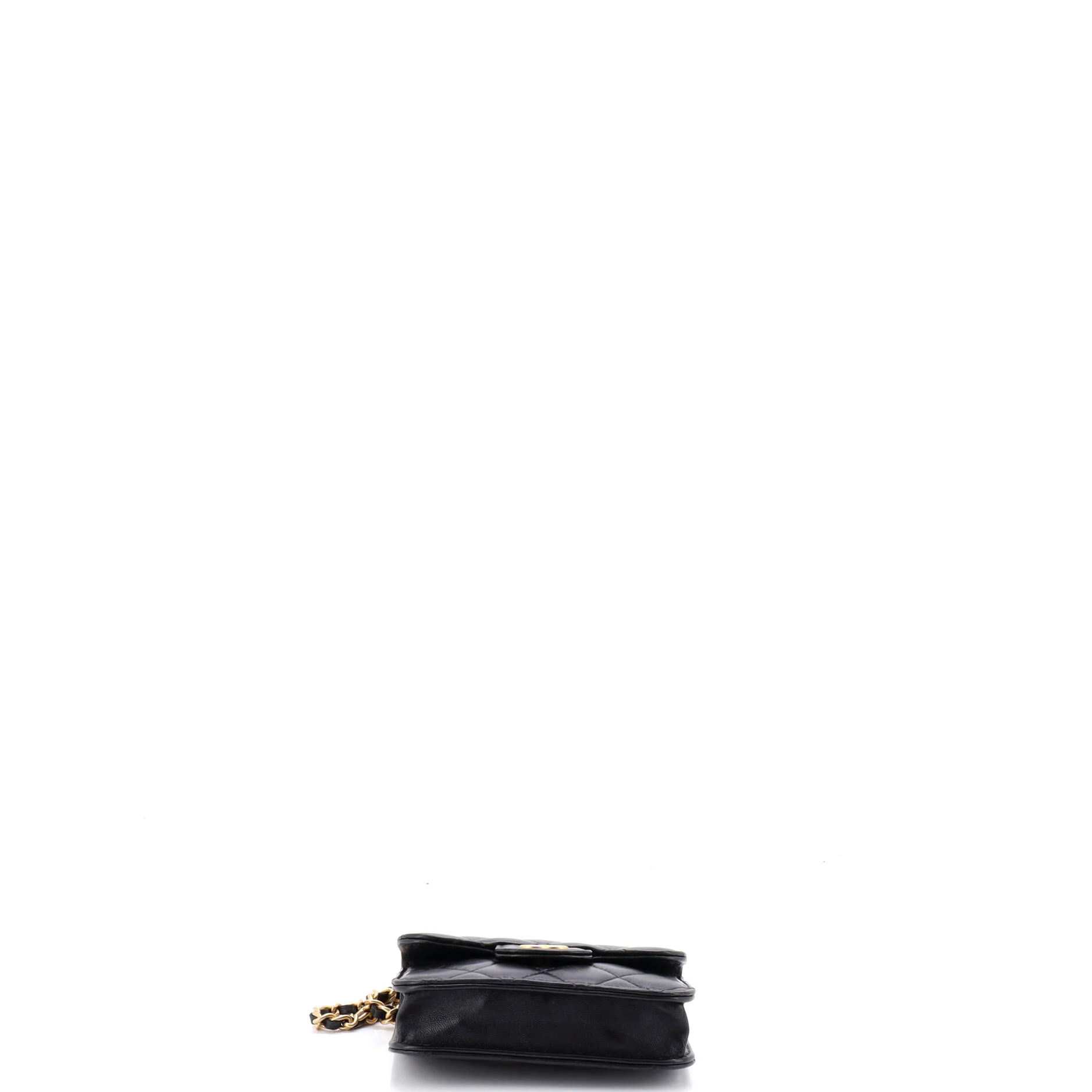 Top Handle Flap Coin Purse with Chain Quilted Lambskin - Image 4