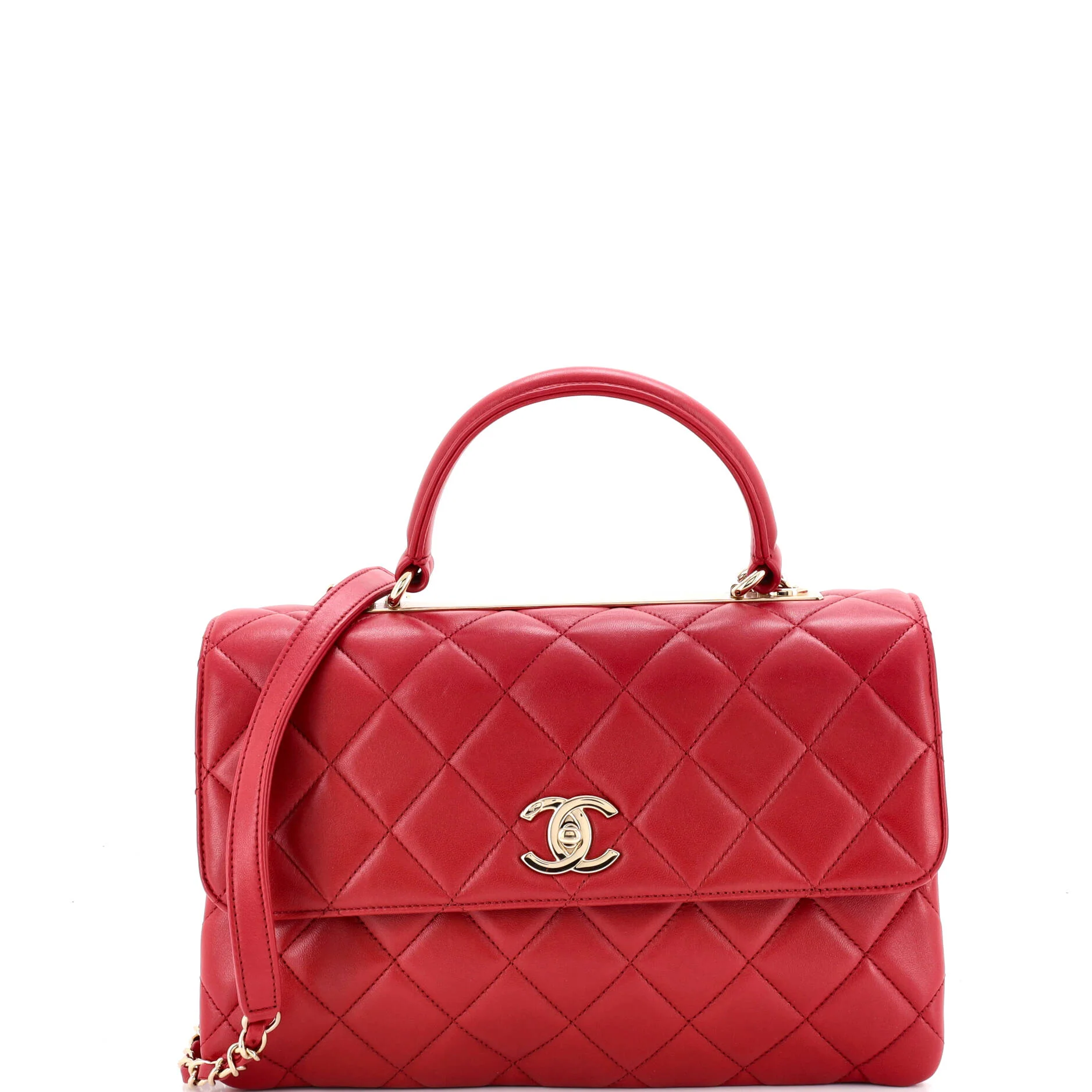 Trendy CC Top Handle Bag Quilted Lambskin Medium