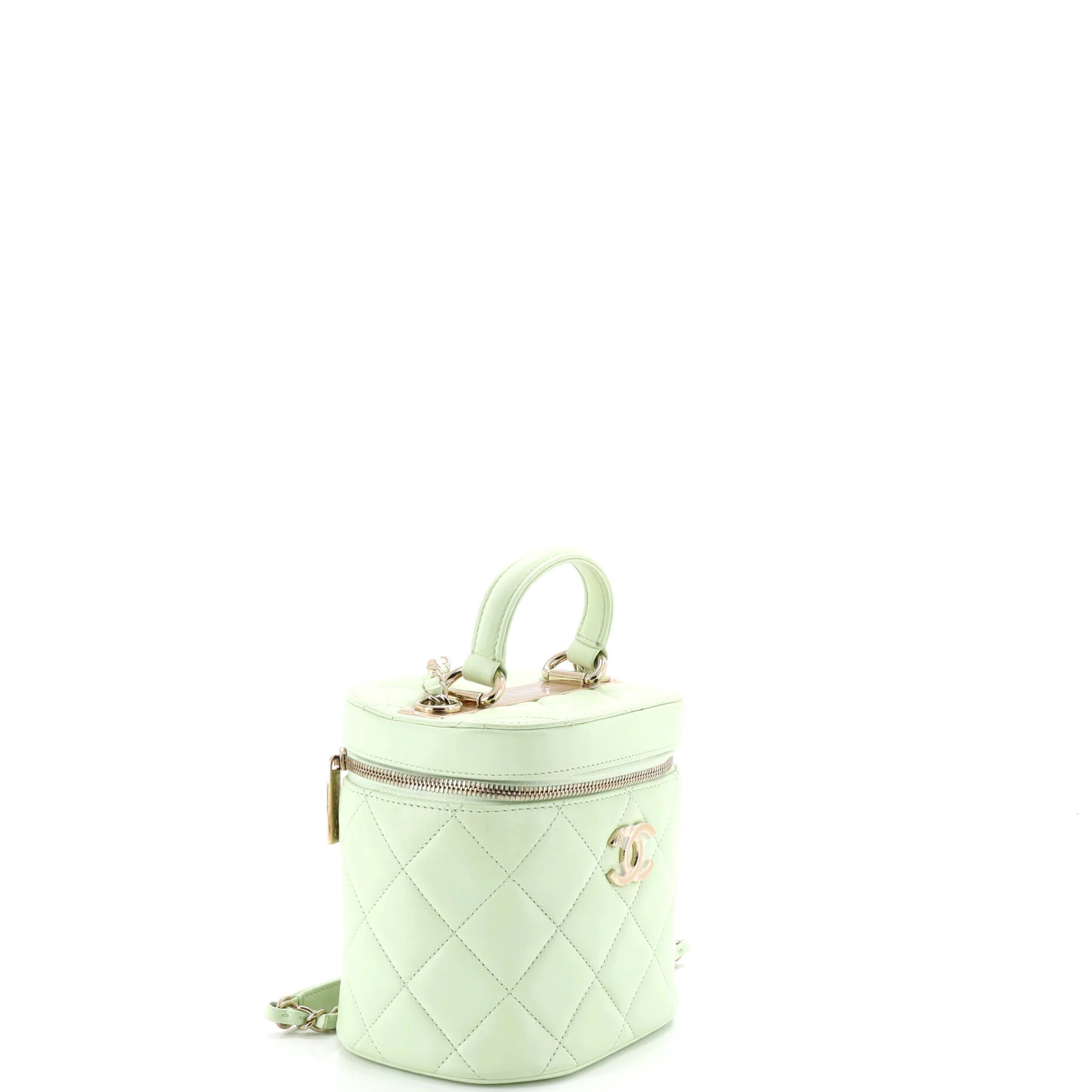 Trendy CC Top Handle Vanity Case Quilted Lambskin Small - Image 2
