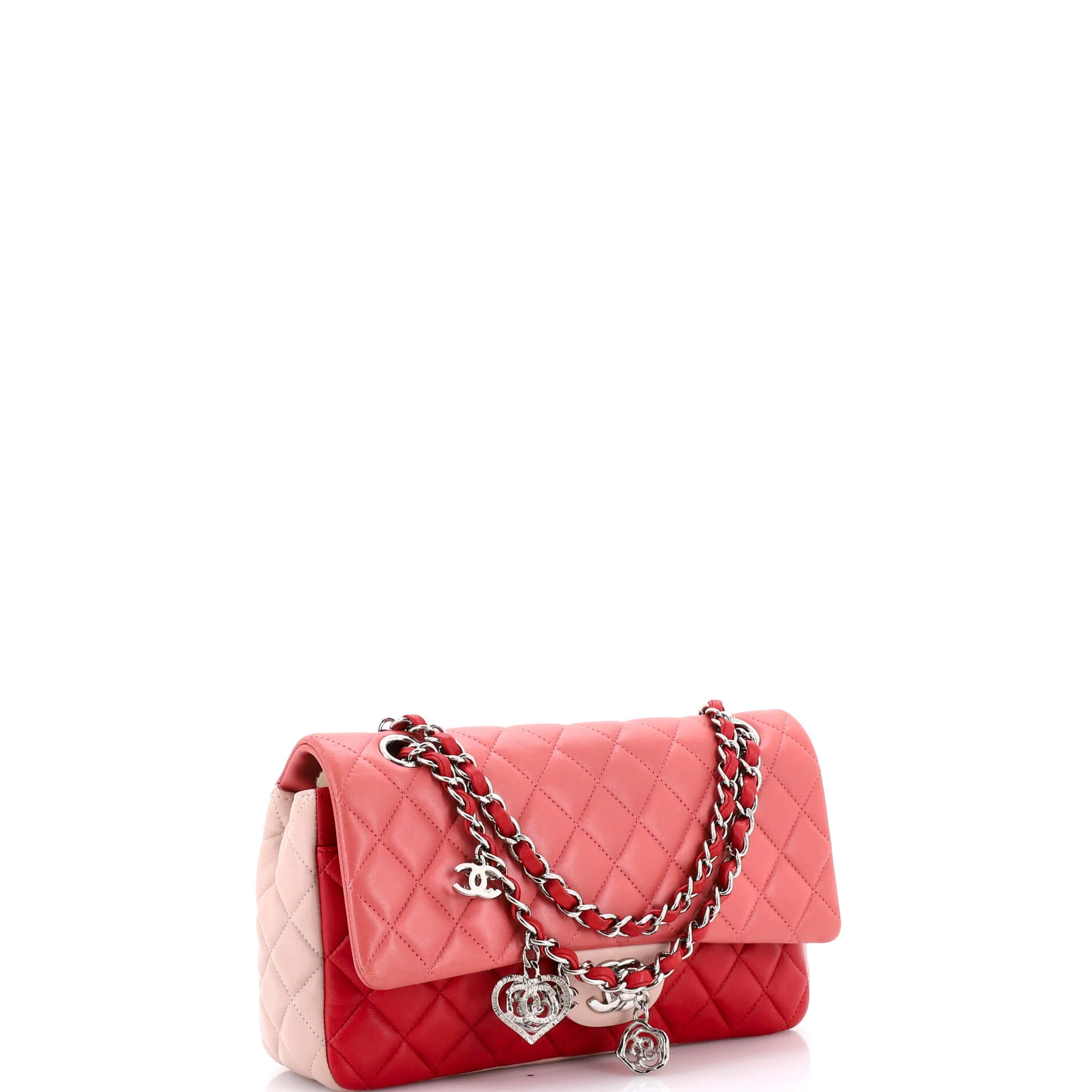 Tricolor Valentine Crystal Hearts Flap Bag Quilted Lambskin Medium - Image 2