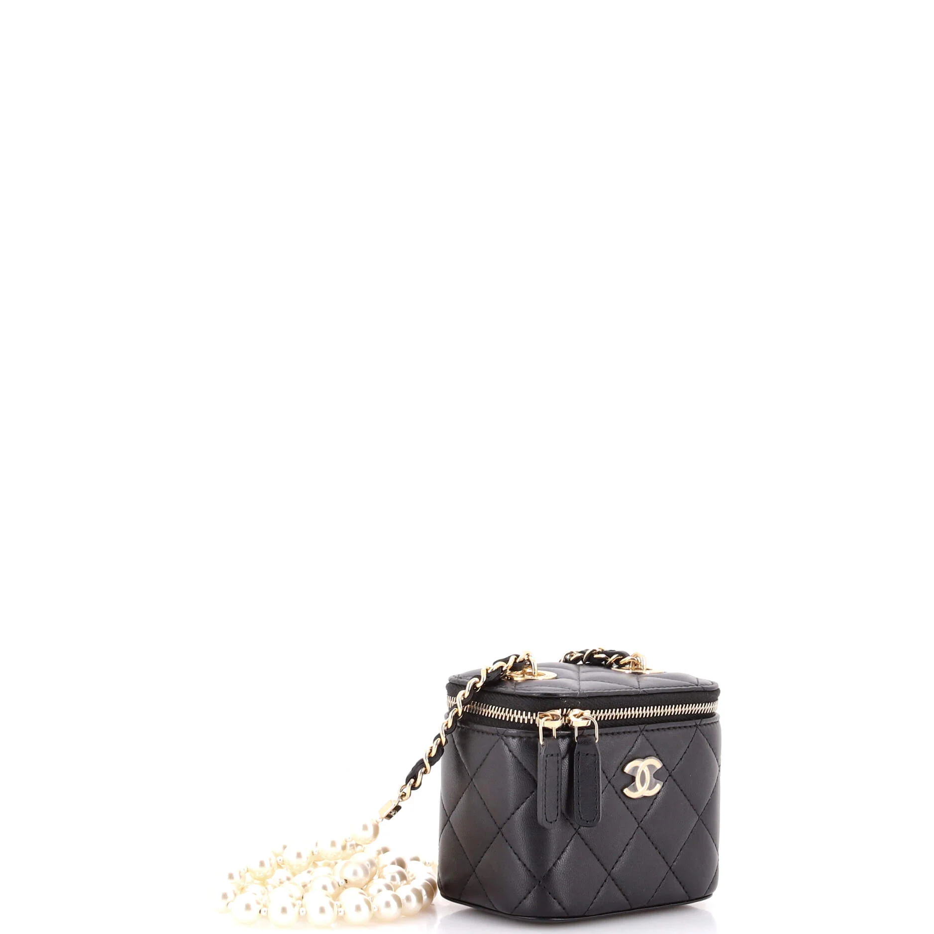 Vanity Case with Pearl Chain Quilted Lambskin Mini - Image 2