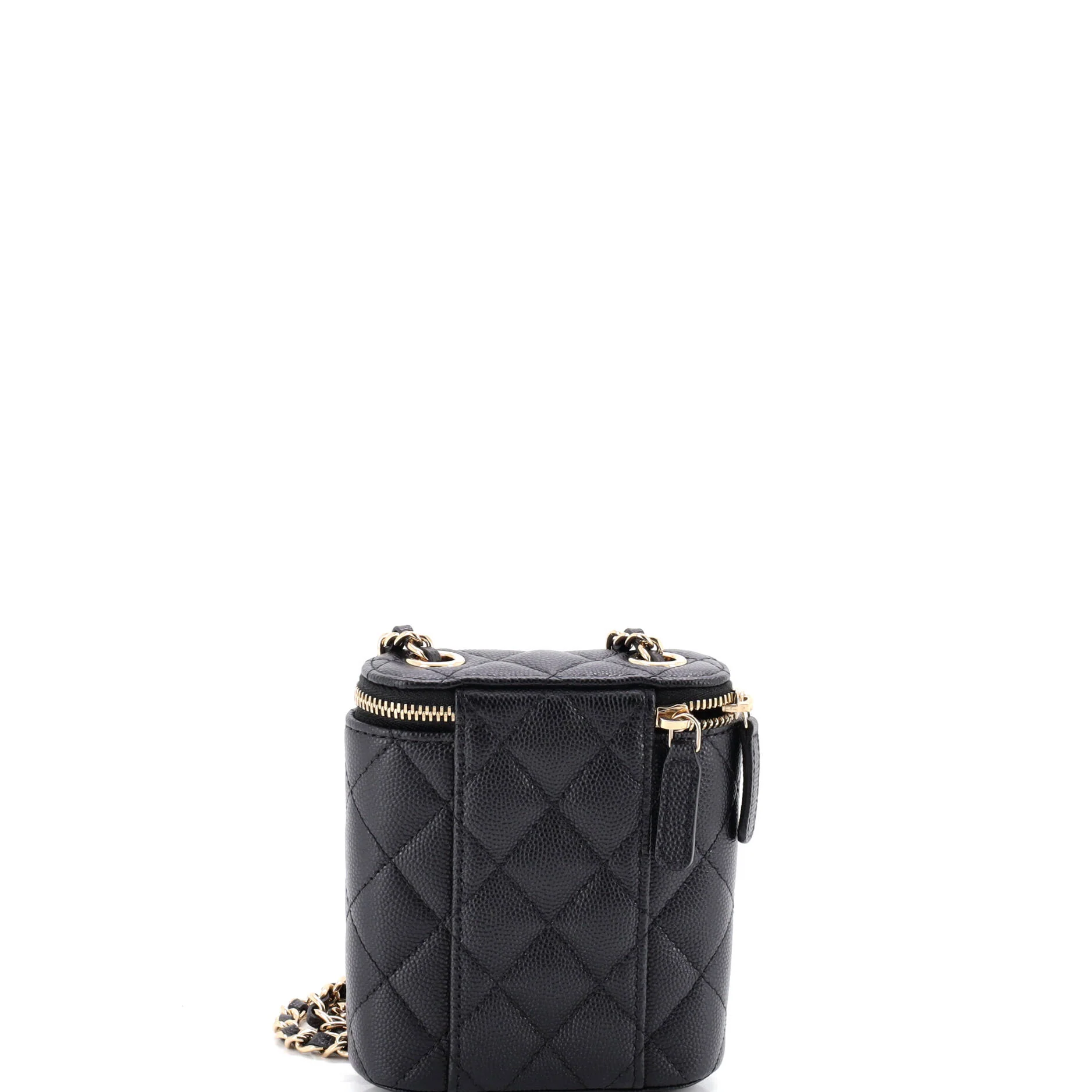 Vertical Classic Vanity Case with Chain Quilted Caviar Mini - Image 4