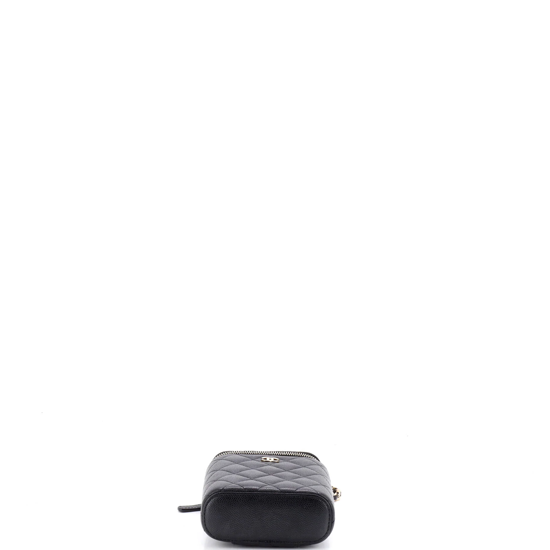 Vertical Classic Vanity Case with Chain Quilted Caviar Small - Image 4