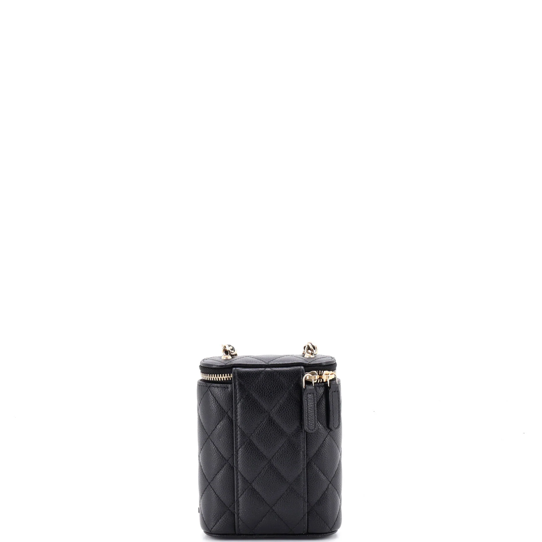 Vertical Classic Vanity Case with Chain Quilted Caviar Small - Image 3
