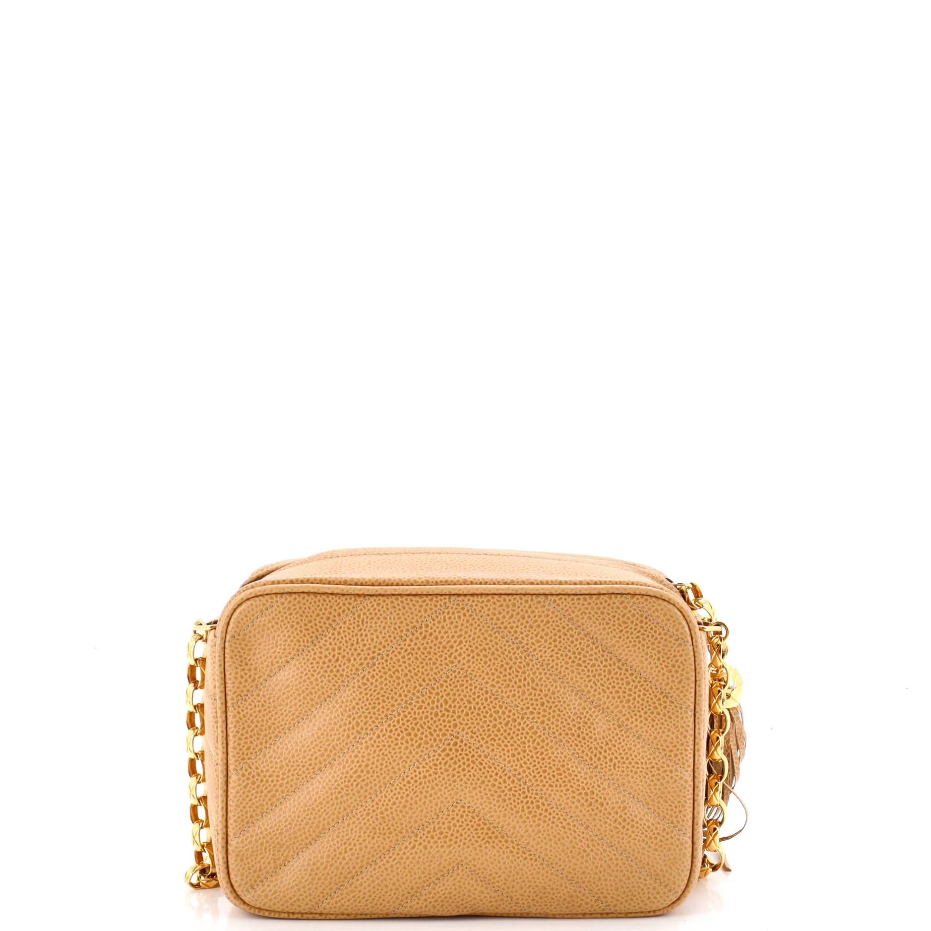 Vintage Camera Tassel Bag Chevron Caviar Small - Image 4