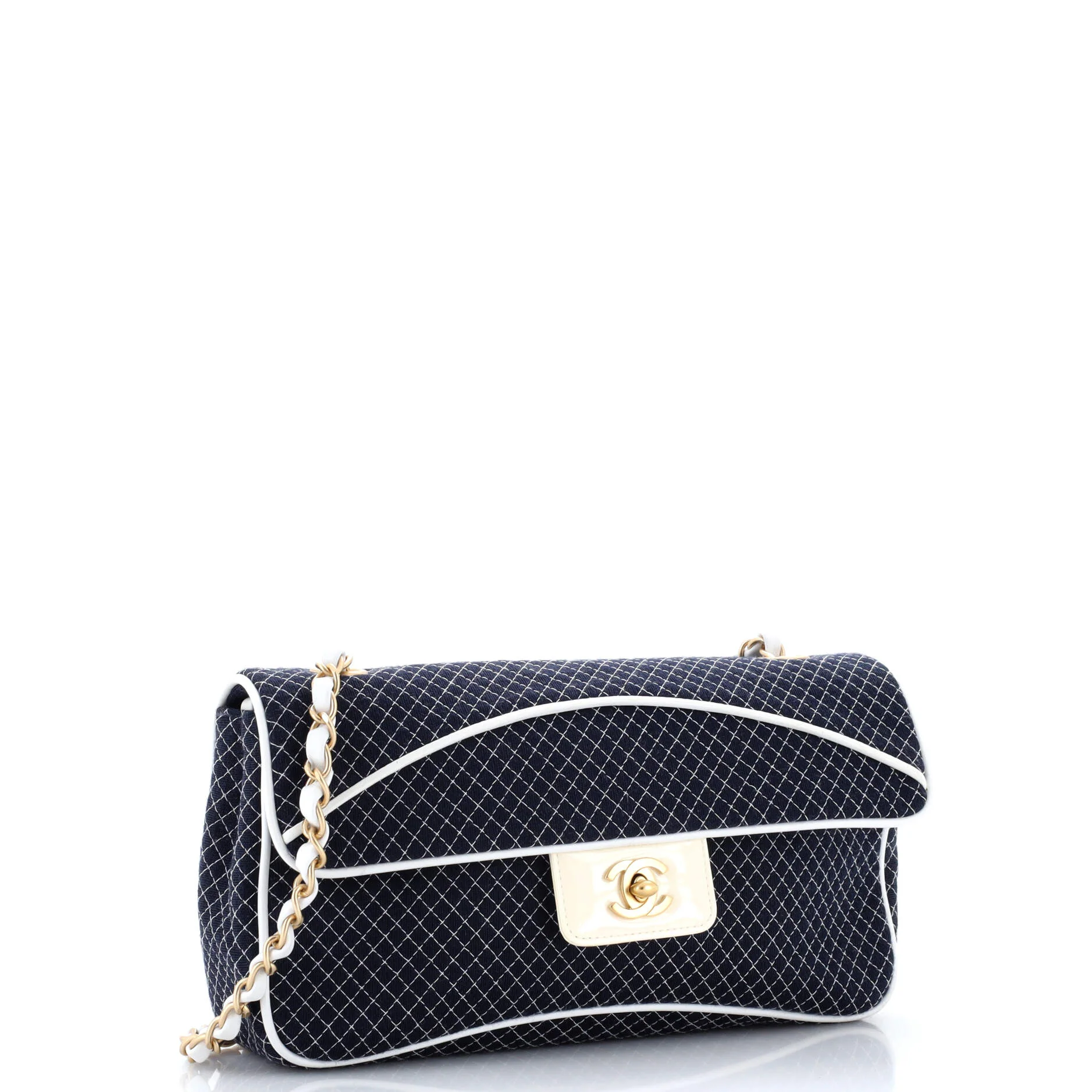 Vintage CC Chain Flap Bag Quilted Jersey Medium - Image 2