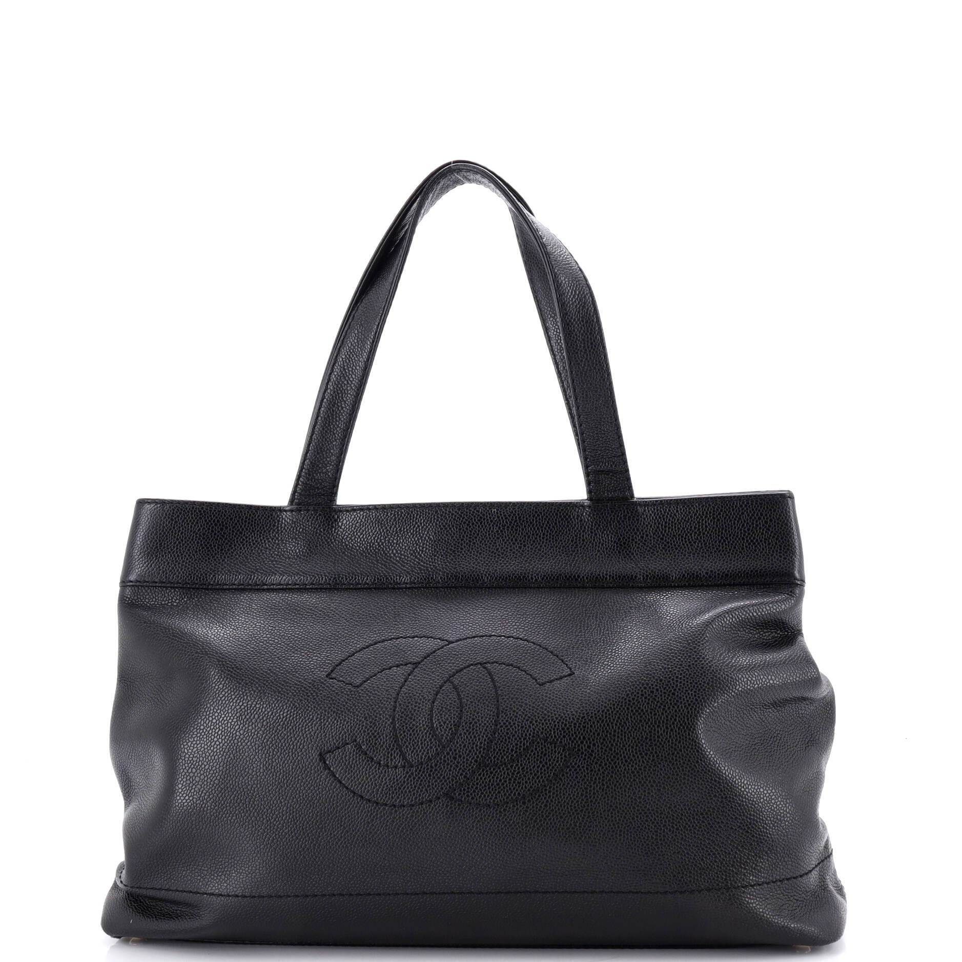 Vintage CC Open Tote Caviar Large