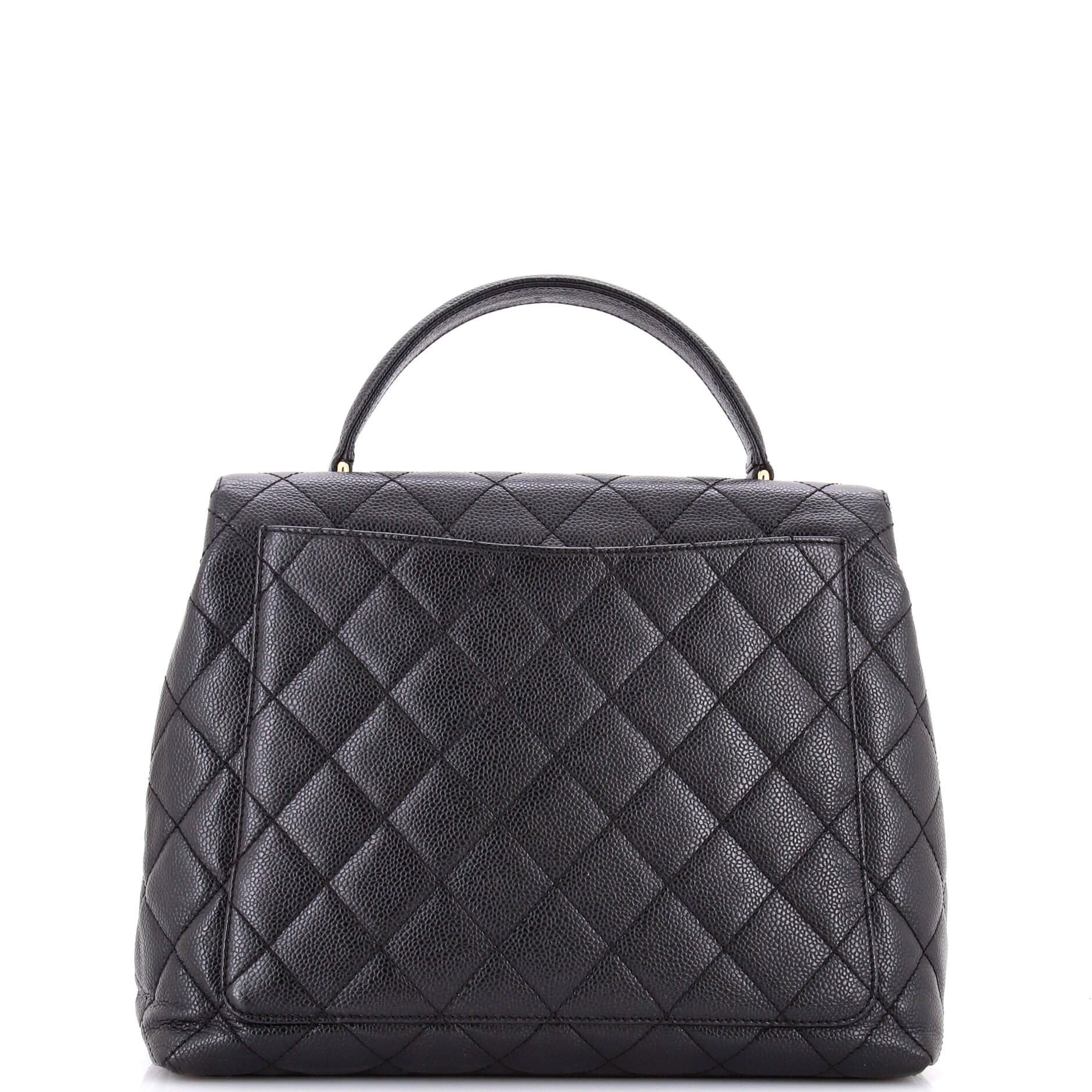 Vintage Classic Top Handle Flap Bag Quilted Caviar Jumbo - Image 4