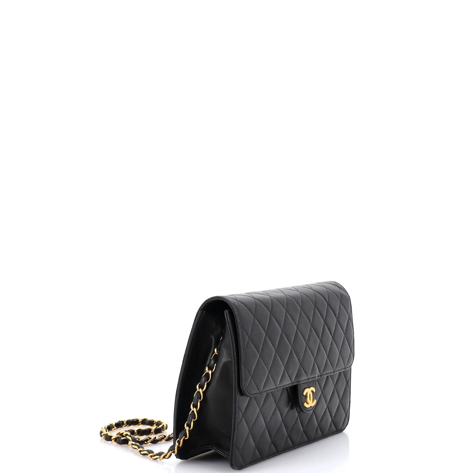 Vintage Clutch with Chain Quilted Leather Medium - Image 2