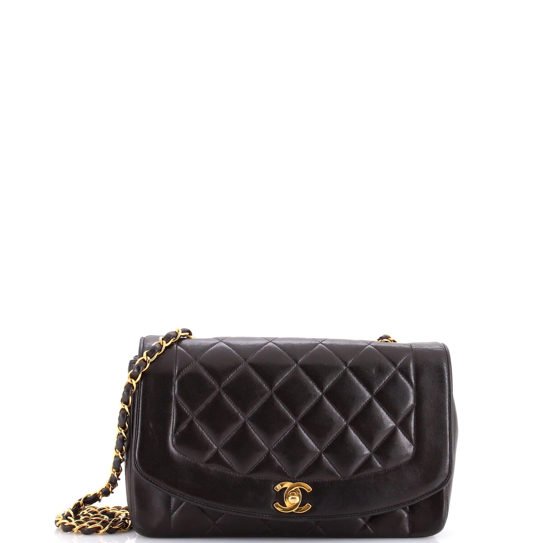 Vintage Diana Flap Bag Quilted Caviar Medium