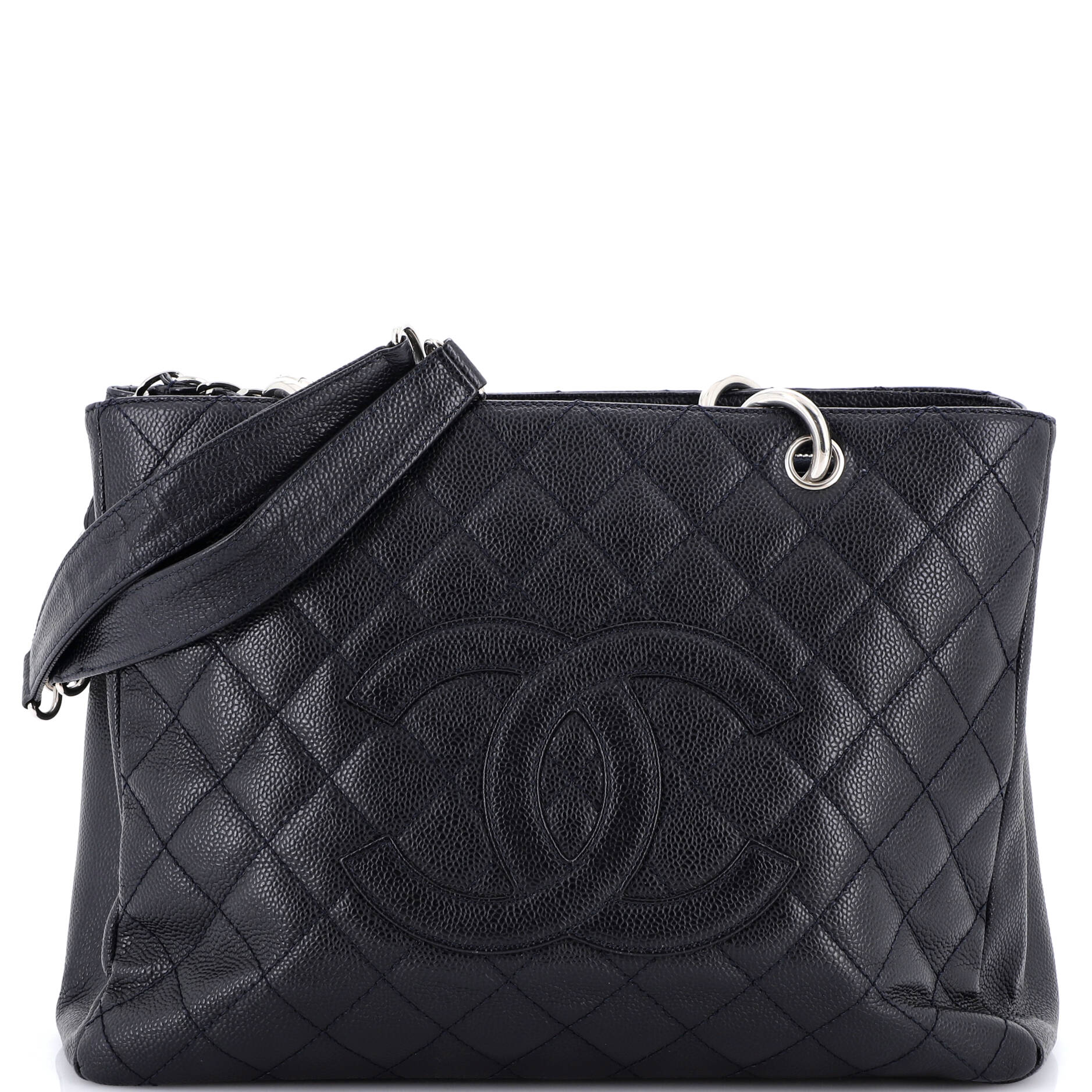 Vintage Grand Shopping Tote Quilted Caviar